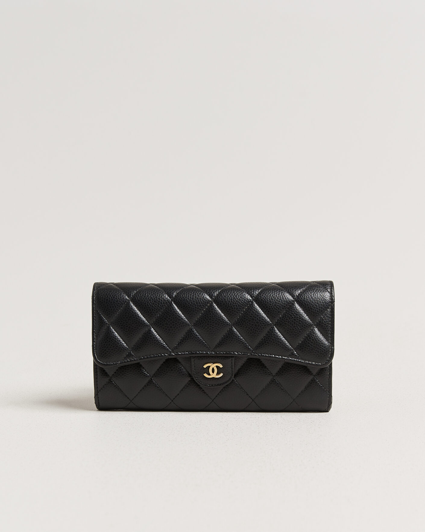 Heren | Pre-Owned & Vintage Bags | Chanel Pre-Owned | Classic Long Flap Wallet Caviar Leather Black