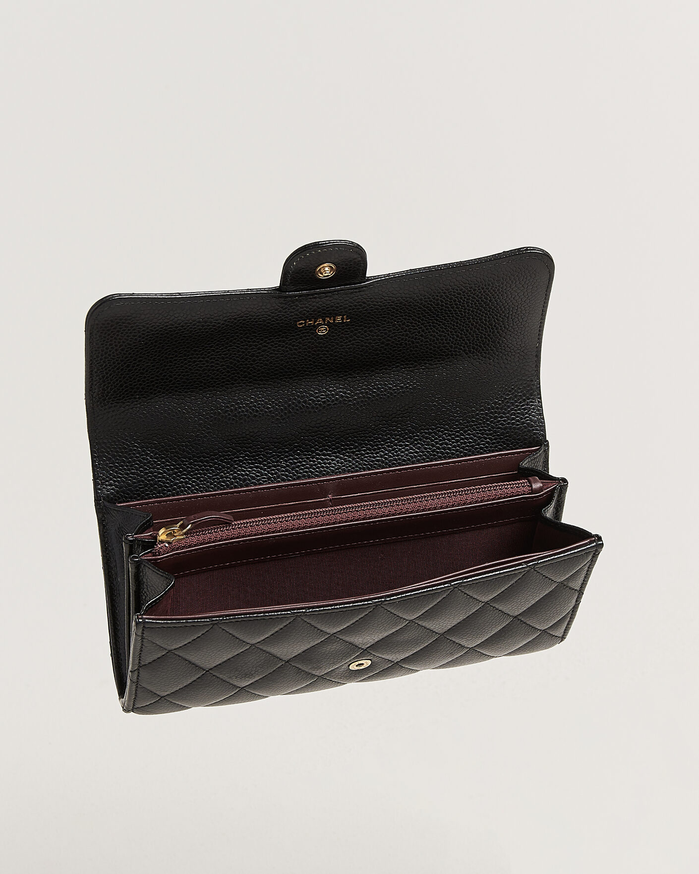Heren | Pre-Owned & Vintage Bags | Chanel Pre-Owned | Classic Long Flap Wallet Caviar Leather Black