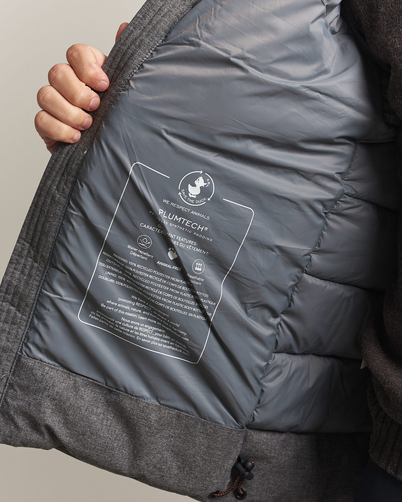 Heren | Jassen | Save The Duck | Constantin Padded Flannel Jacket Mid Grey Melange