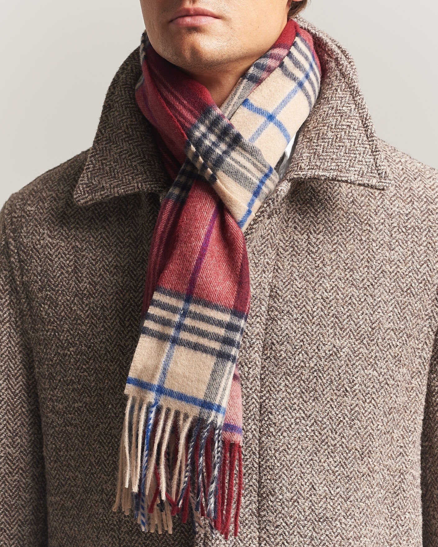 Homme | Écharpes | Gant | Checked Wool Scarf Plumped Red