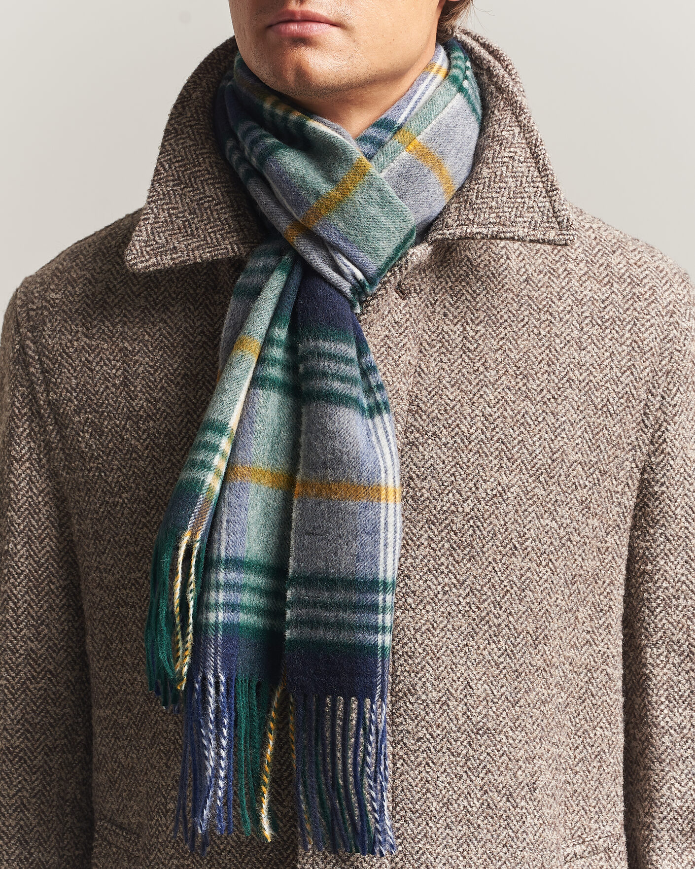 Homme | Écharpes | Gant | Checked Wool Scarf Marine