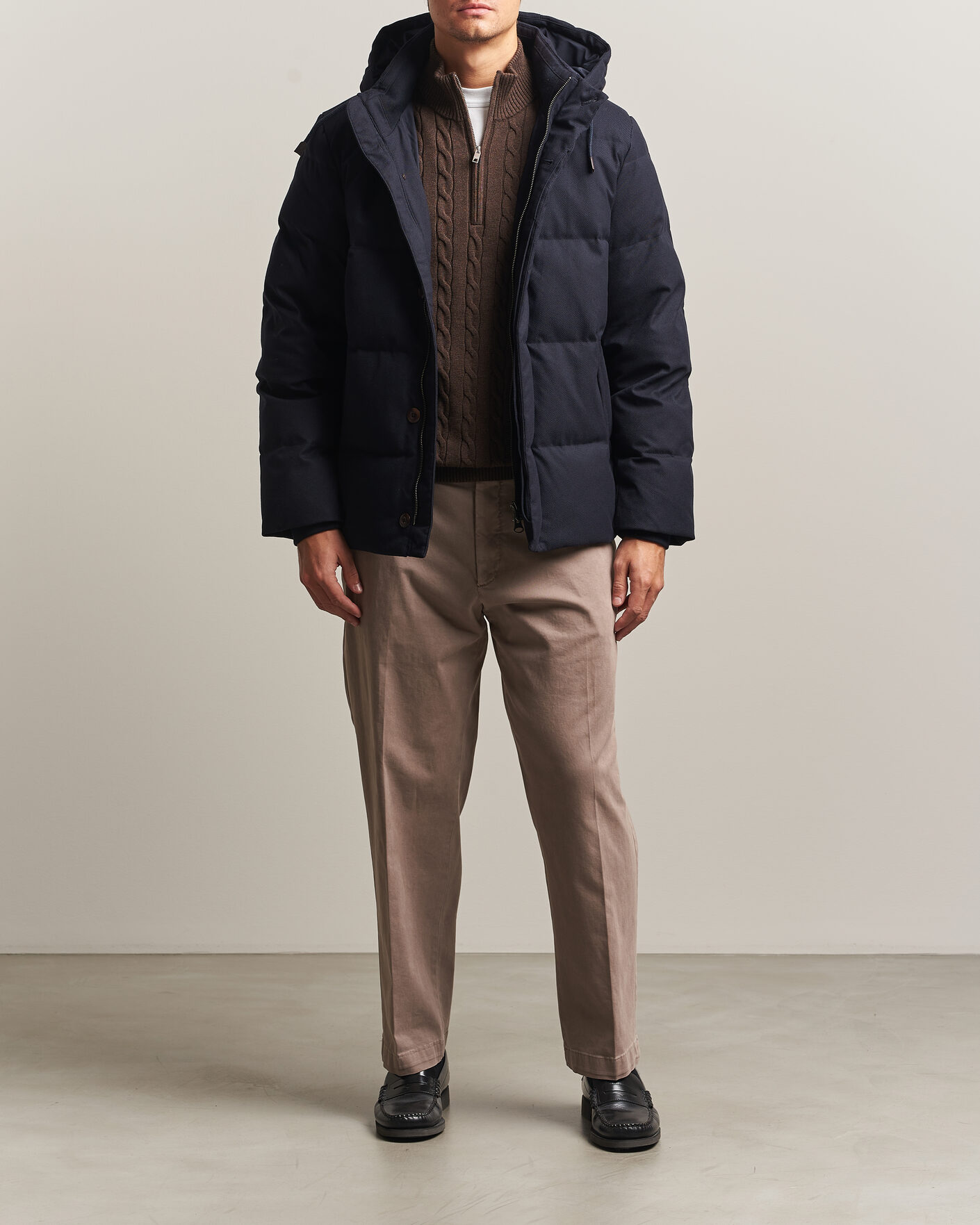 Homme | Manteaux Et Vestes | Gant | Flannel Down Hooded Jacket Evening Blue