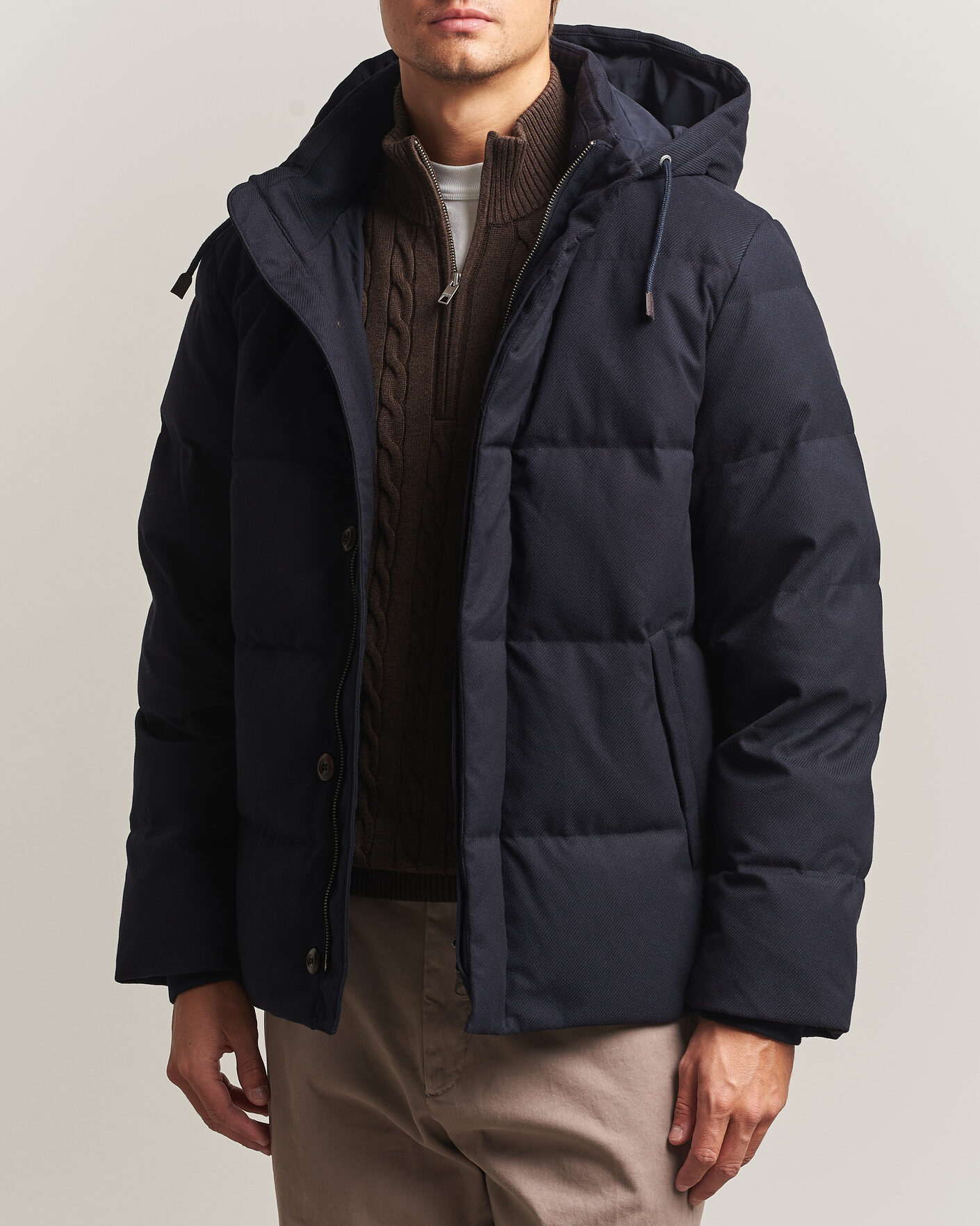 Homme | Manteaux Et Vestes | Gant | Flannel Down Hooded Jacket Evening Blue