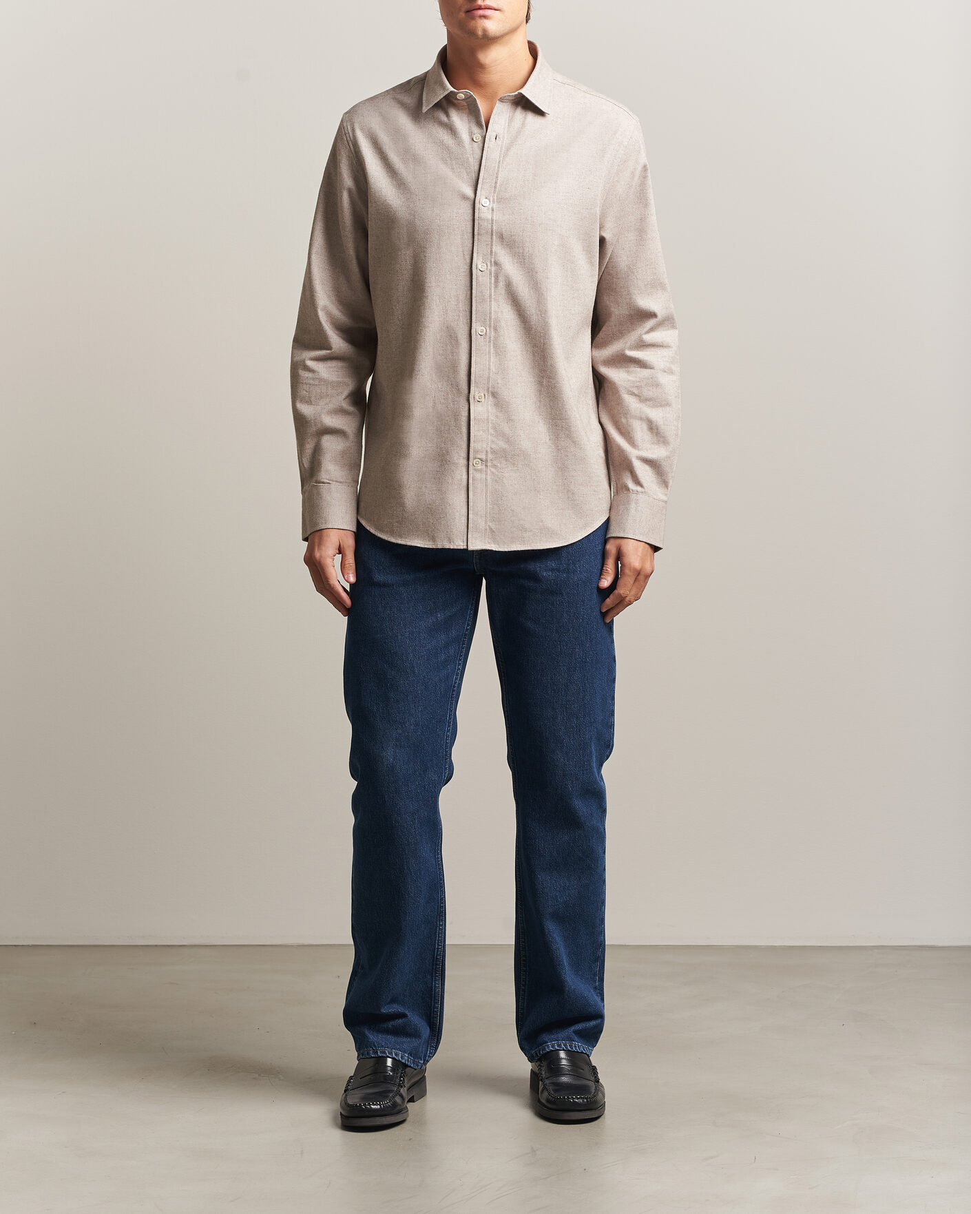 Homme | Chemises | Gant | Regular Fit Flannel Shirt Light Brown Melange