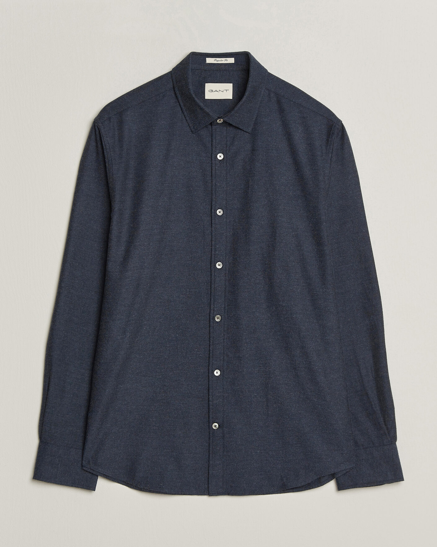 Heren | Overhemden | Gant | Regular Fit Flannel Shirt Dark Navy Melange