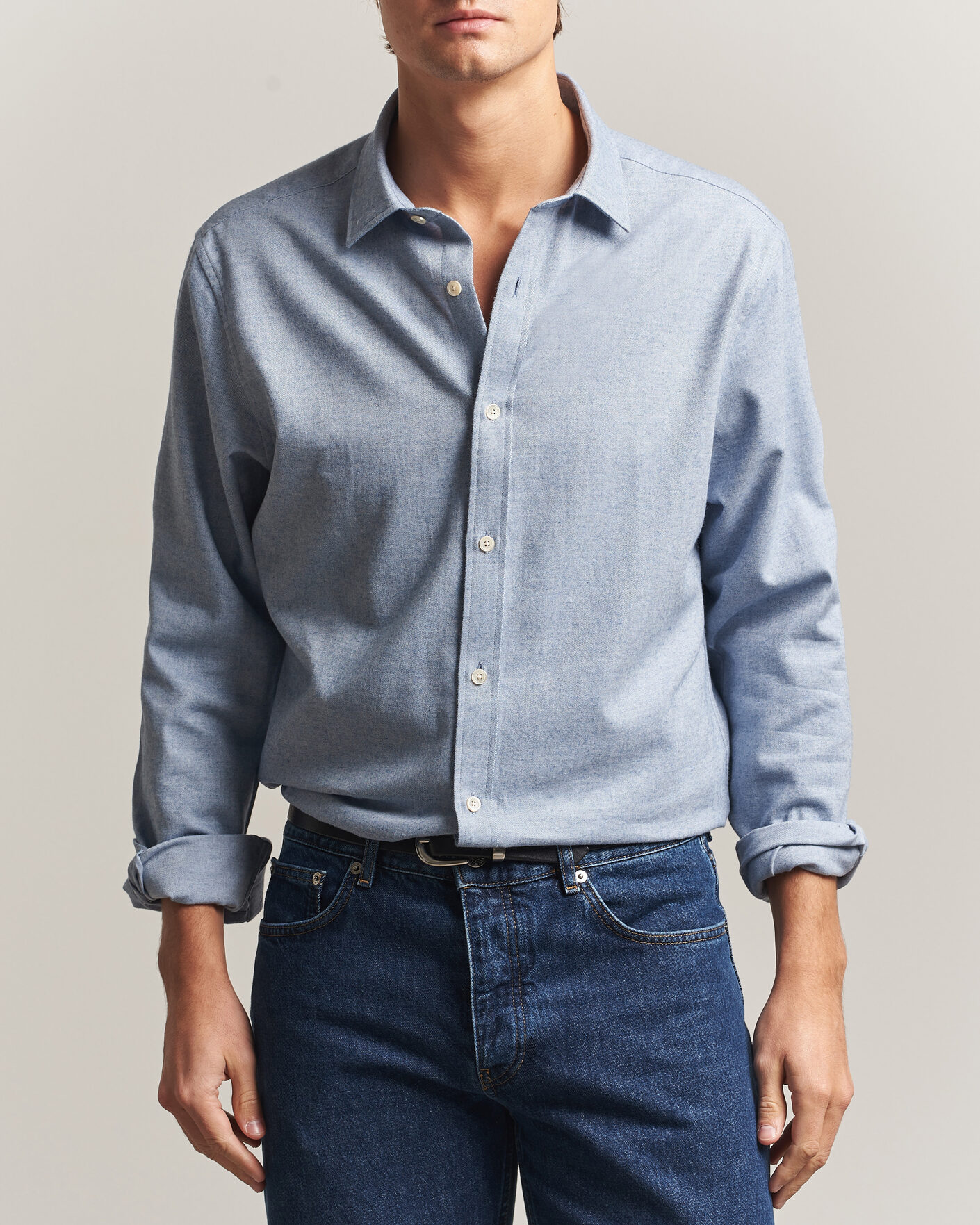 Homme | Chemises | Gant | Regular Fit Flannel Shirt Light Blue Melange