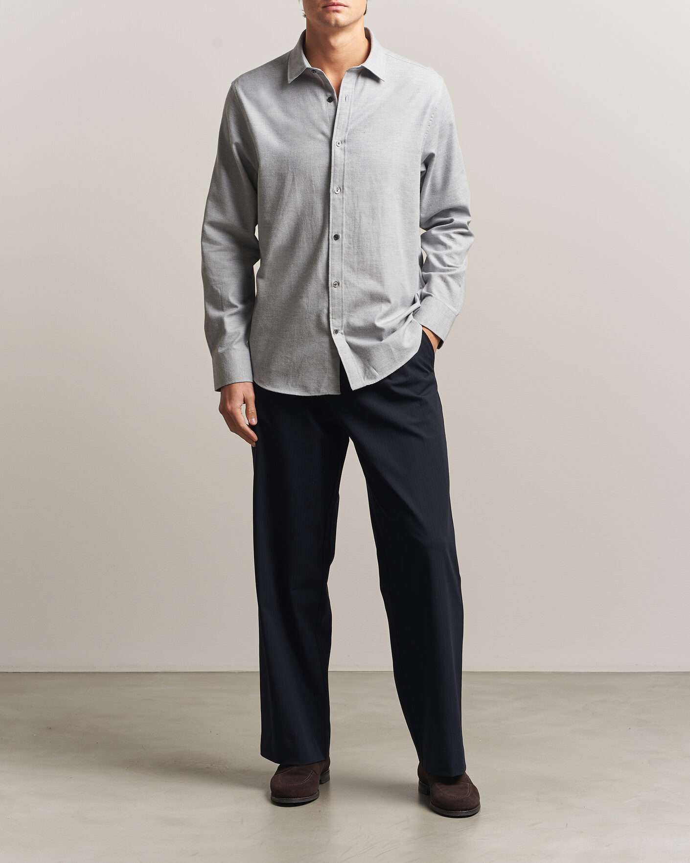 Homme | Chemises | Gant | Regular Fit Flannel Shirt Grey Melange