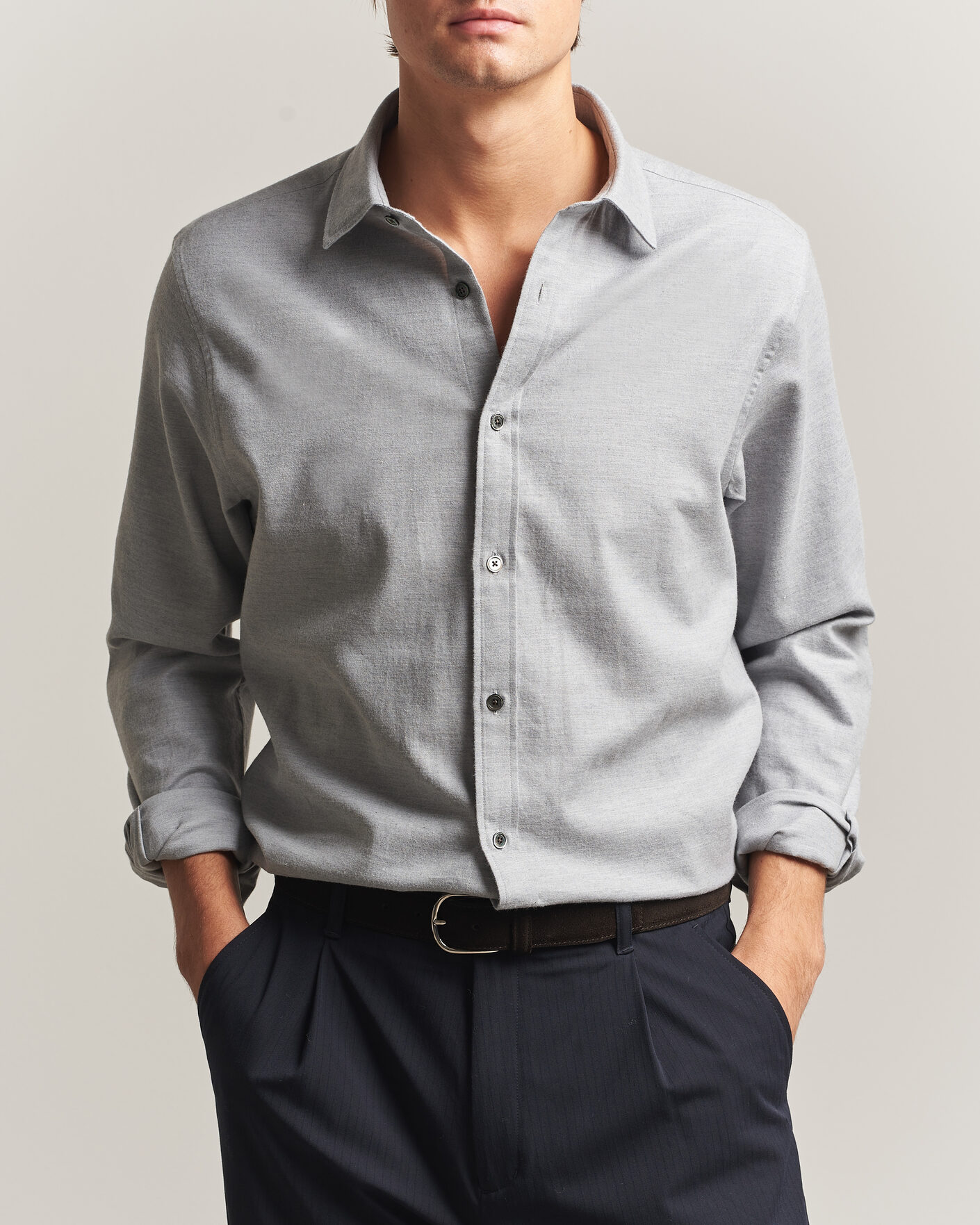 Homme | Chemises | Gant | Regular Fit Flannel Shirt Grey Melange