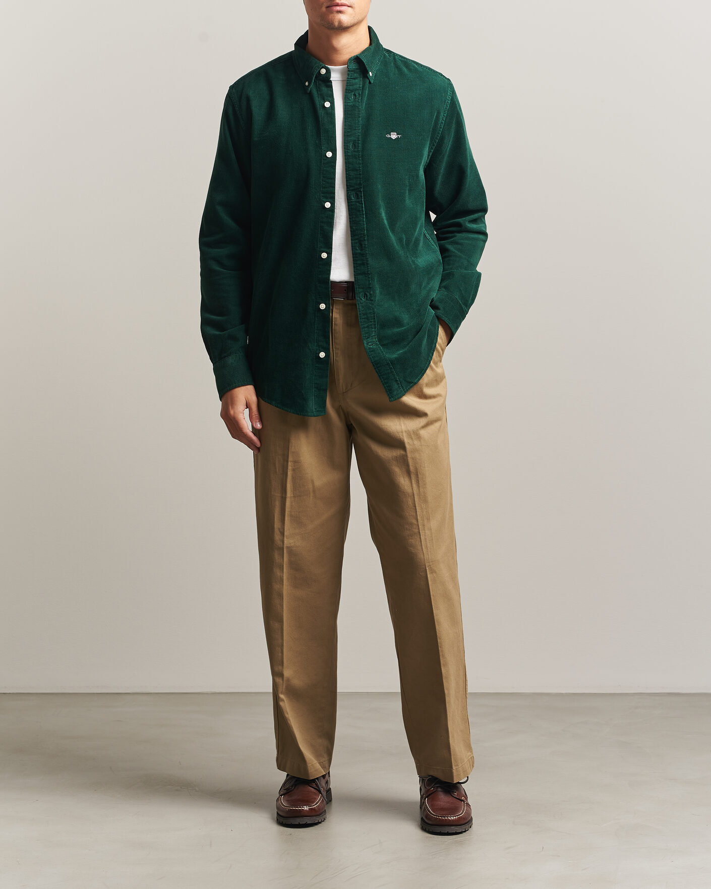 Homme | Chemises | Gant | Regular Fit Corduroy Shirt Tartan Green