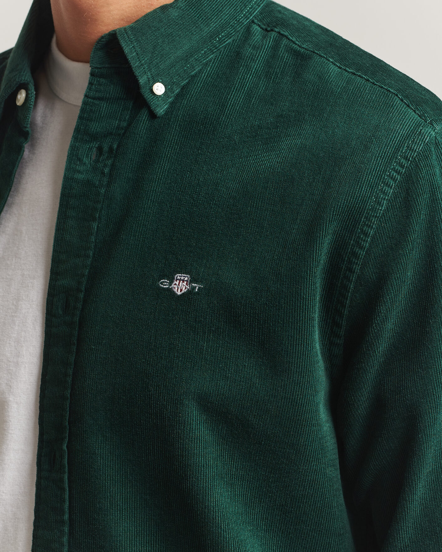 Homme | Chemises | Gant | Regular Fit Corduroy Shirt Tartan Green