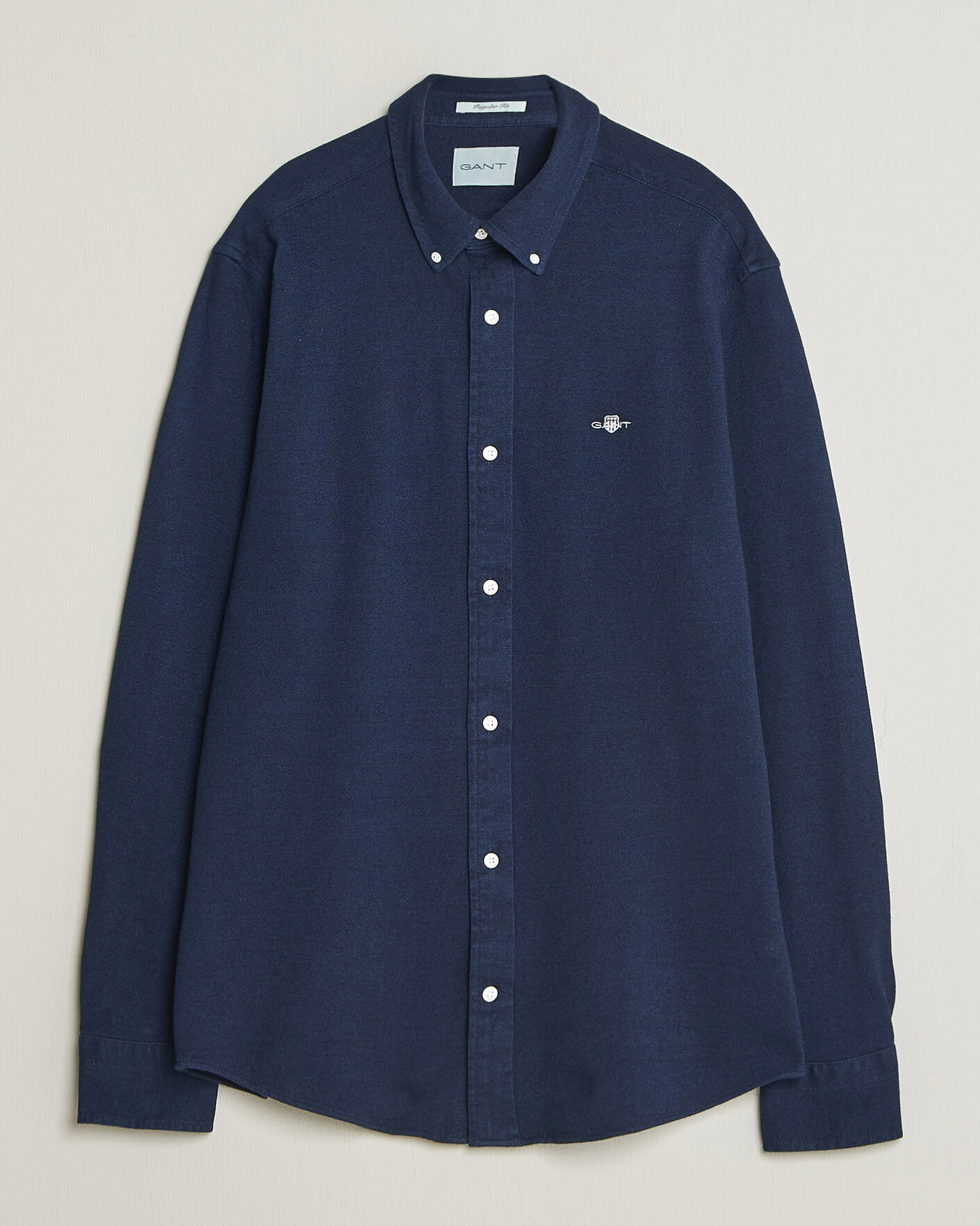 Heren | Overhemden | Gant | Regular Fit Indigo Jersey Pique Shirt Dark Blue