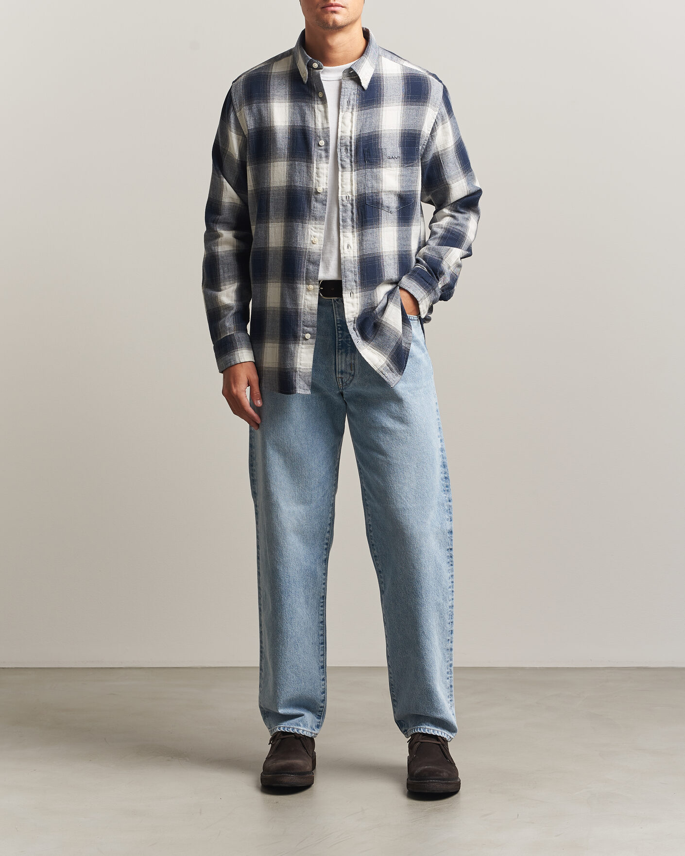 Homme | Chemises | Gant | Regular Fit Windblown Flannel Checked Shirt Evening Blue