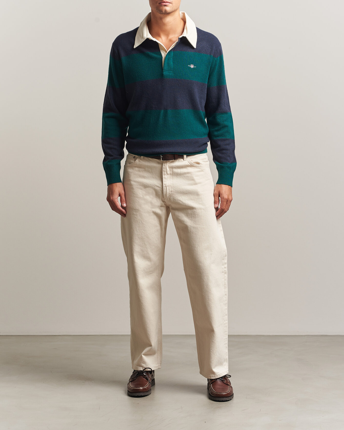 Heren | Truien | Gant | Lambswool Barstriped Rugger Dark Emerald