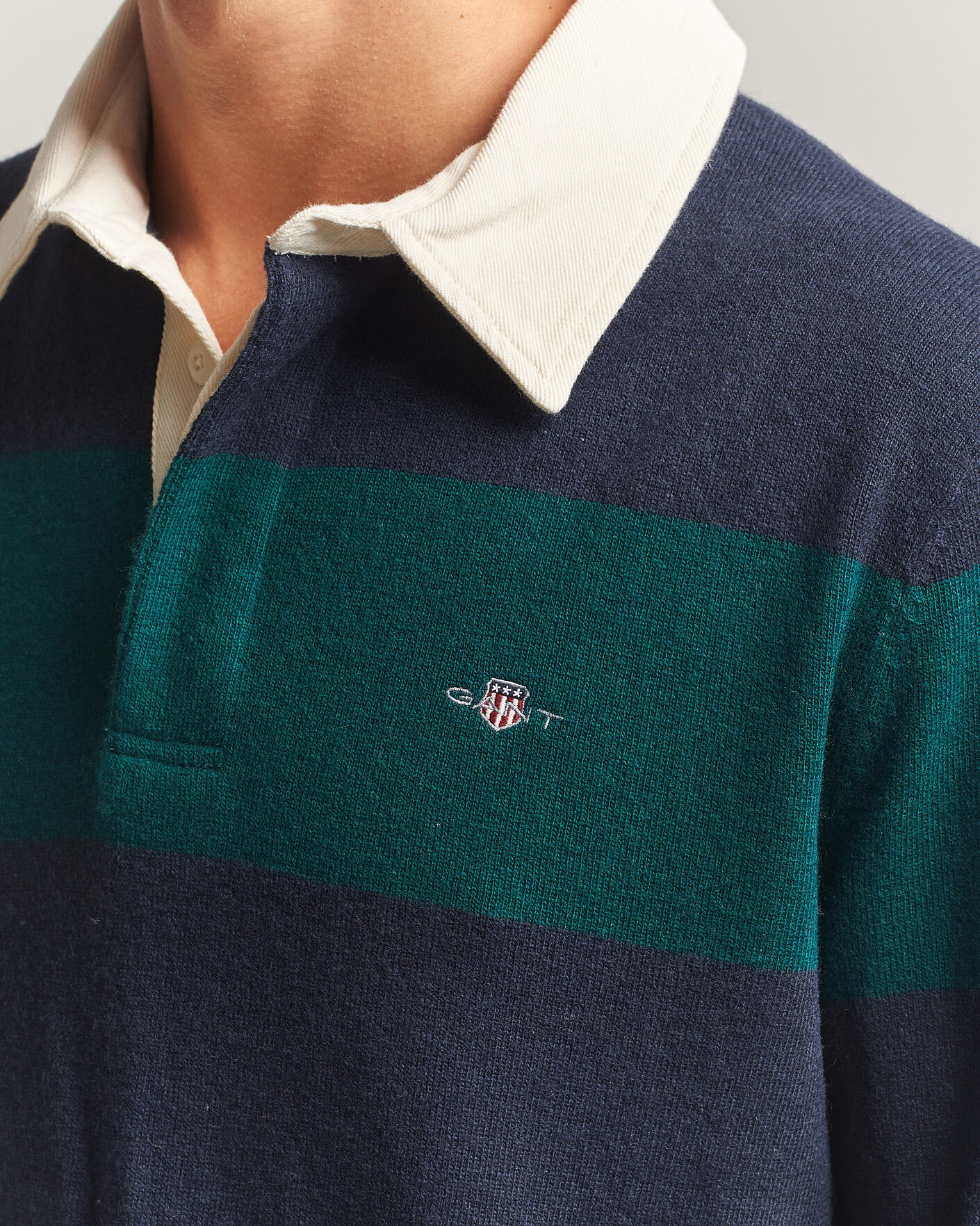 Heren | Truien | Gant | Lambswool Barstriped Rugger Dark Emerald