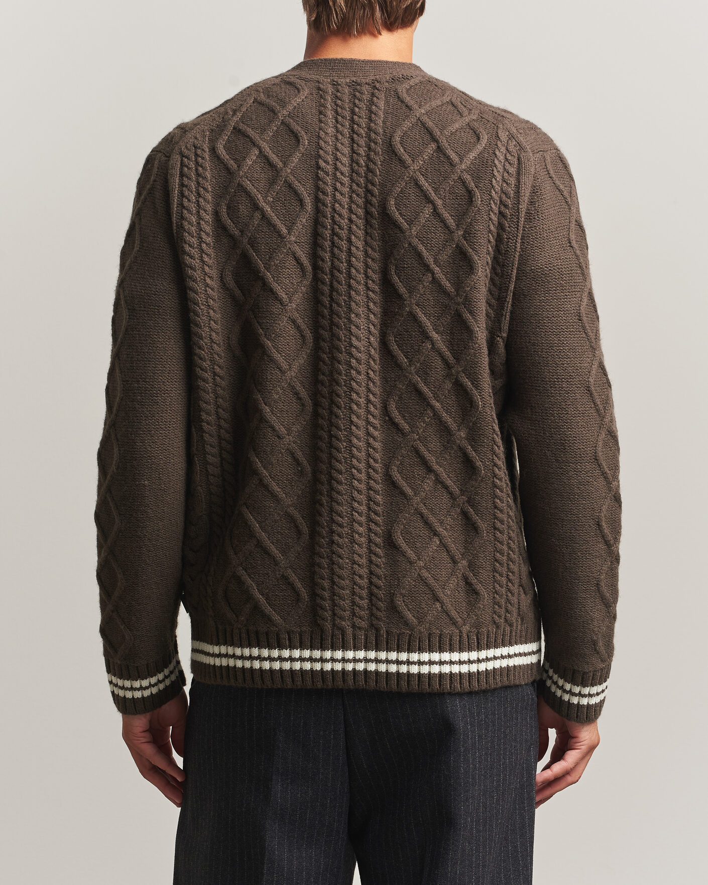 Heren | Truien | Gant | Wool Cable Knitted Cardigan Shadow Brown