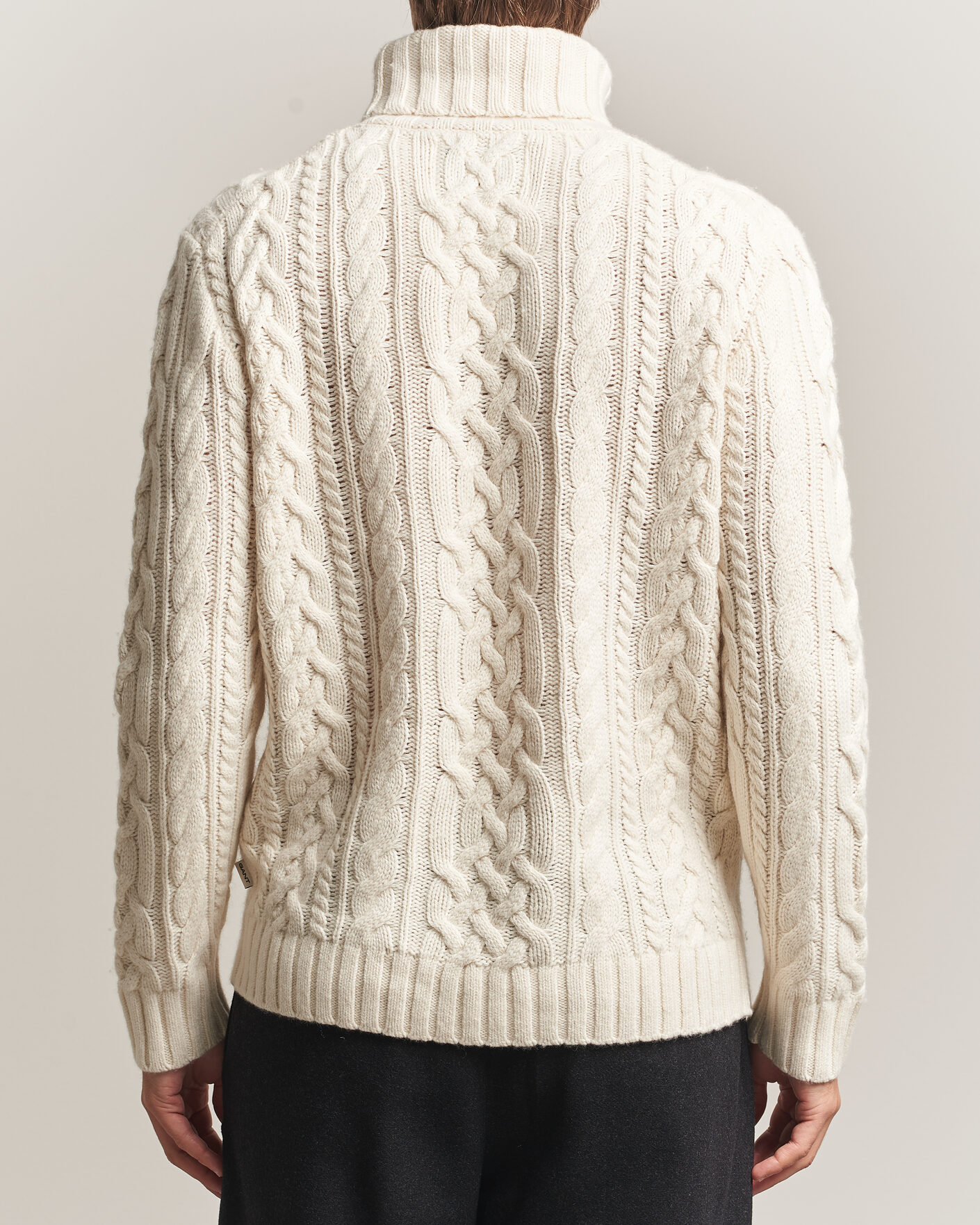 Heren | Truien | Gant | Wool/Cotton Cable Knitted Turtleneck Cream
