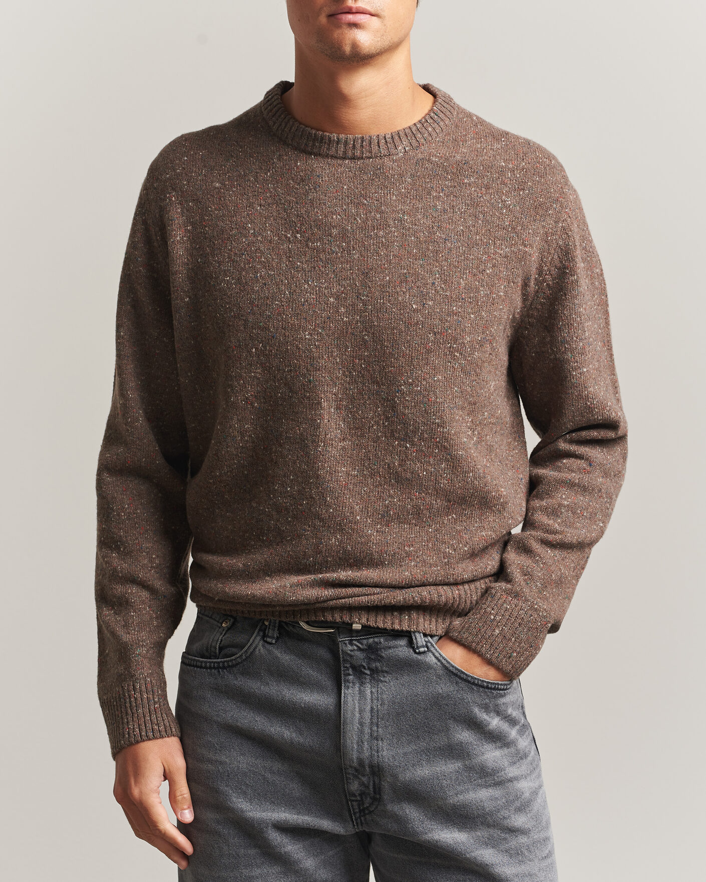 Homme | Pulls Et Tricots | Gant | Neps Wool Crew Neck Sweater Faded Taupe