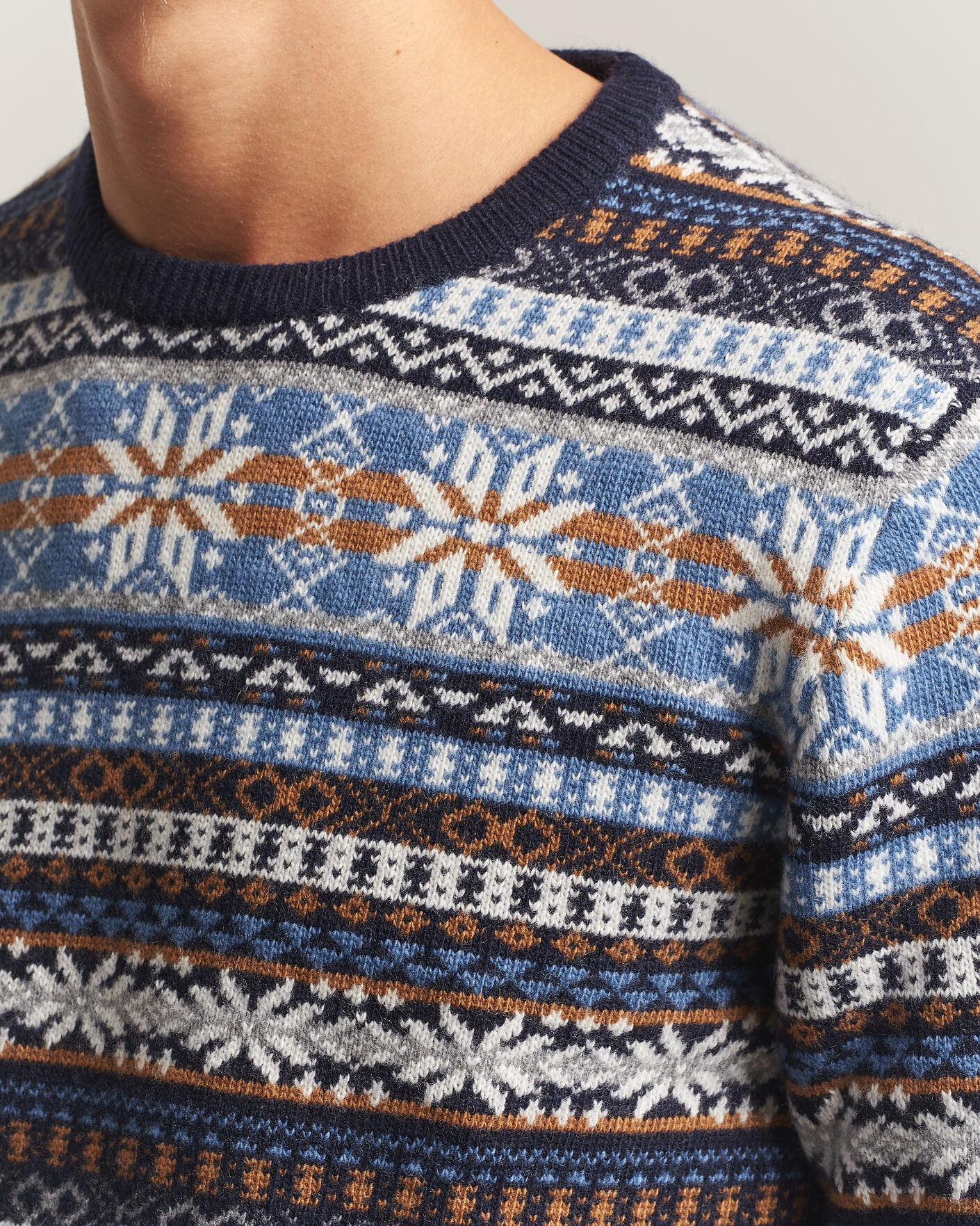 Homme | Pulls Et Tricots | Gant | Brushed Wool Fair Isle Sweater Evening Blue