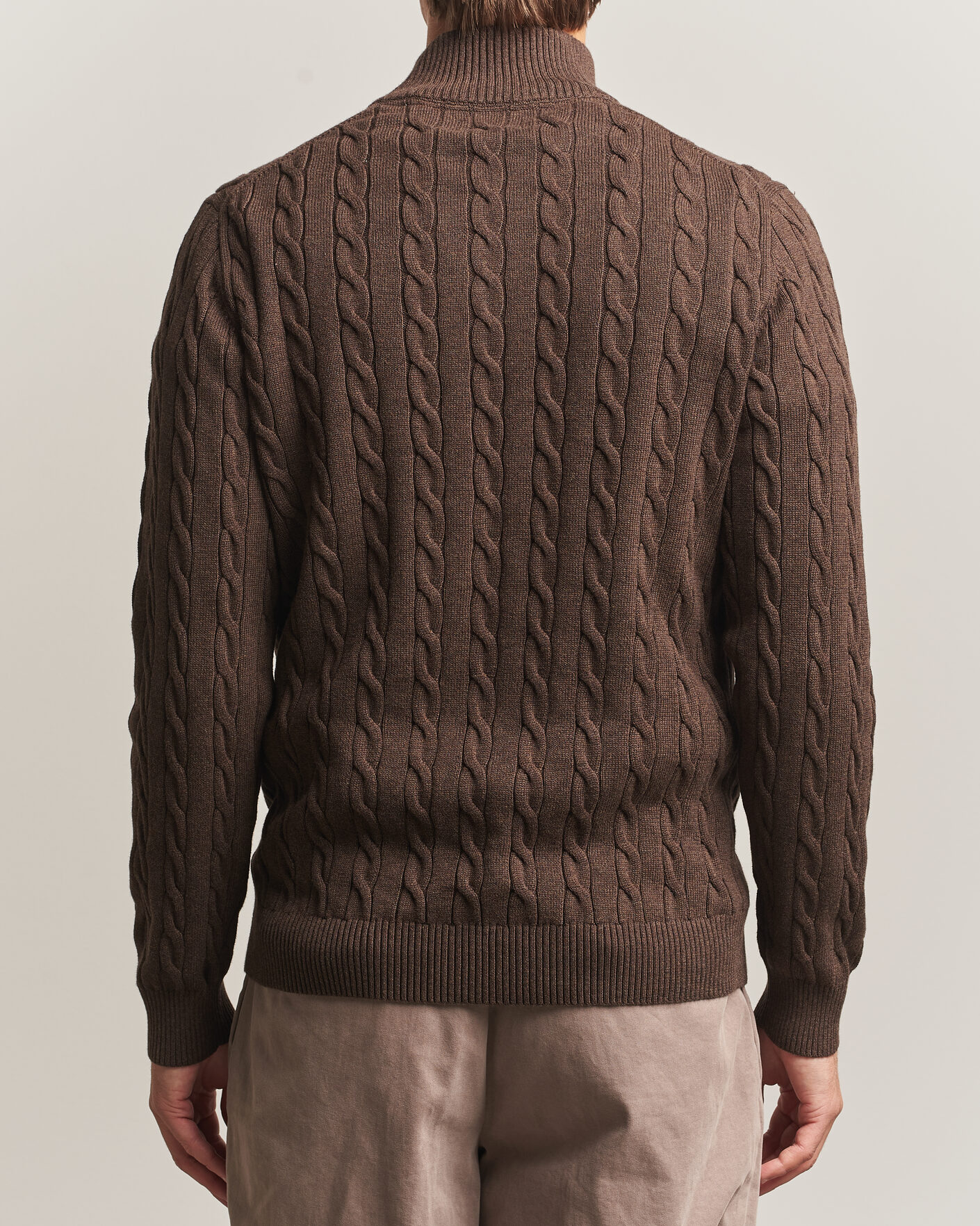 Homme | Pulls Et Tricots | Gant | Cotton Cable Half Zip Black Brown Melange