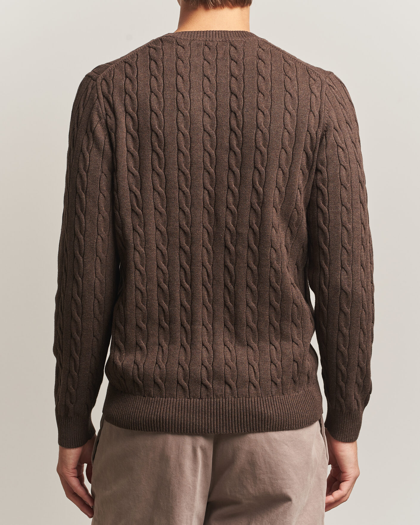 Heren | Truien | Gant | Cotton Cable Crew Neck Black Brown Melange