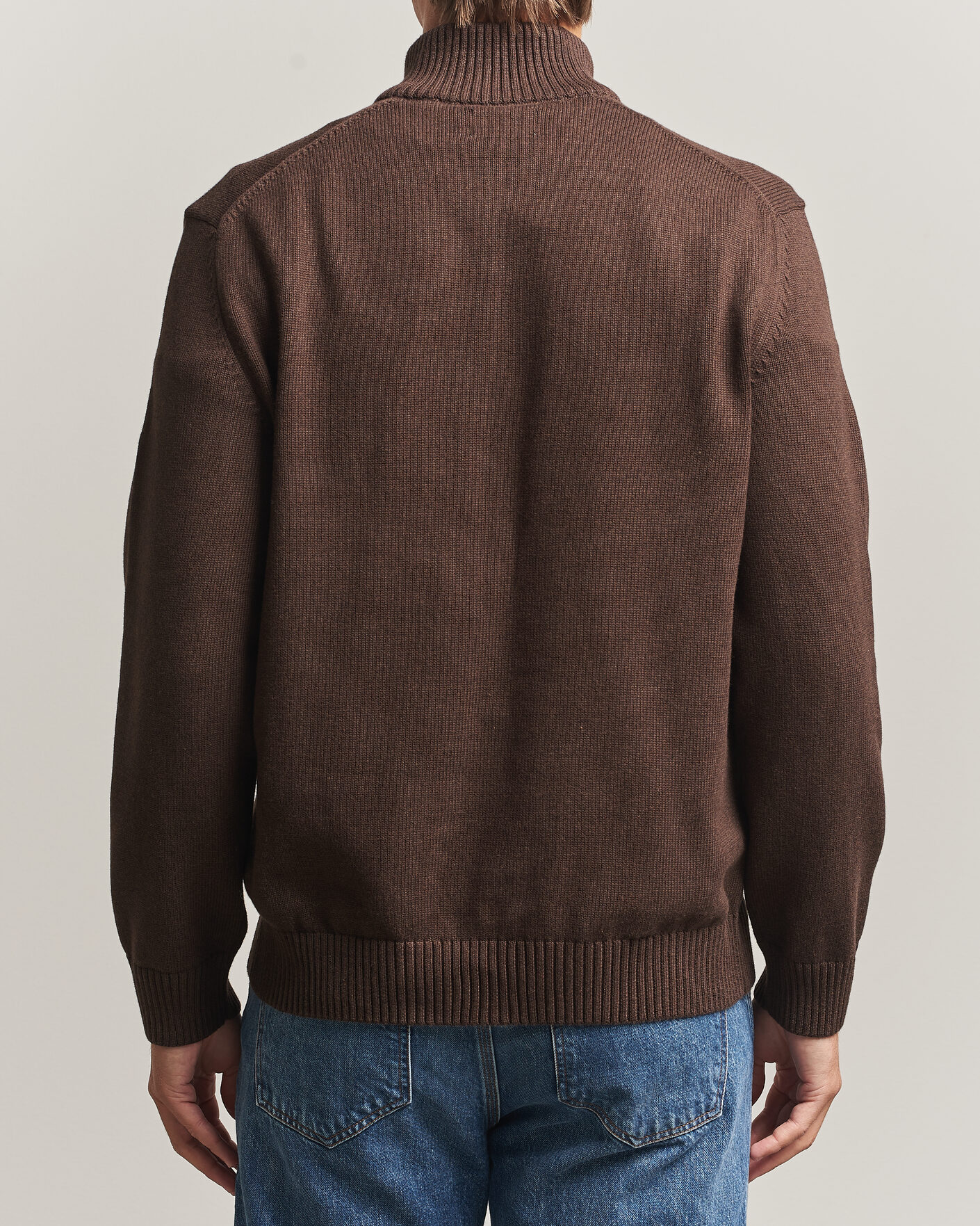 Homme | Pulls Et Tricots | Gant | Casual Cotton Half Zip Black Brown Melange