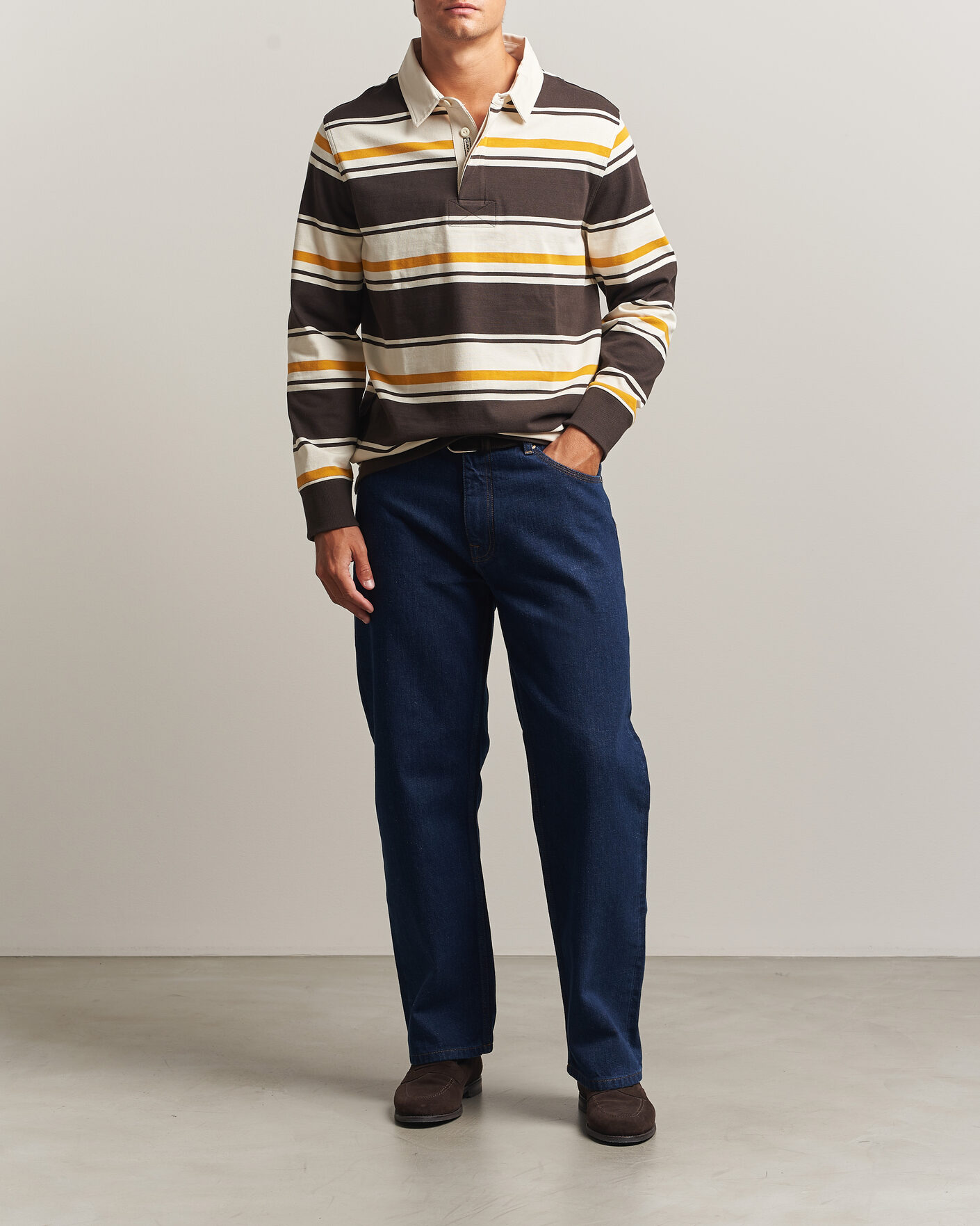Homme | Pulls Et Tricots | Gant | Striped Heavy Rugger Charred Wood Brown