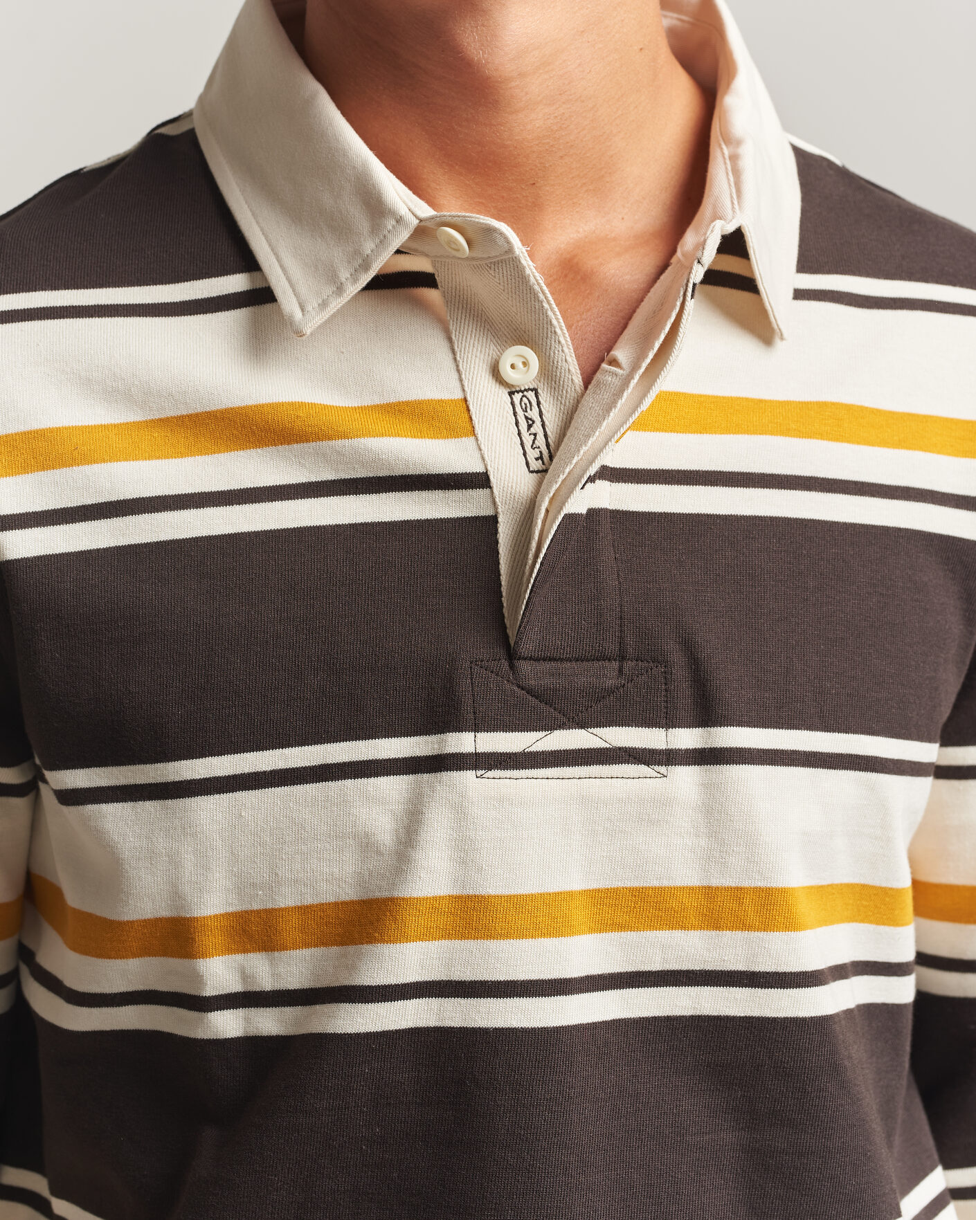 Homme | Pulls Et Tricots | Gant | Striped Heavy Rugger Charred Wood Brown