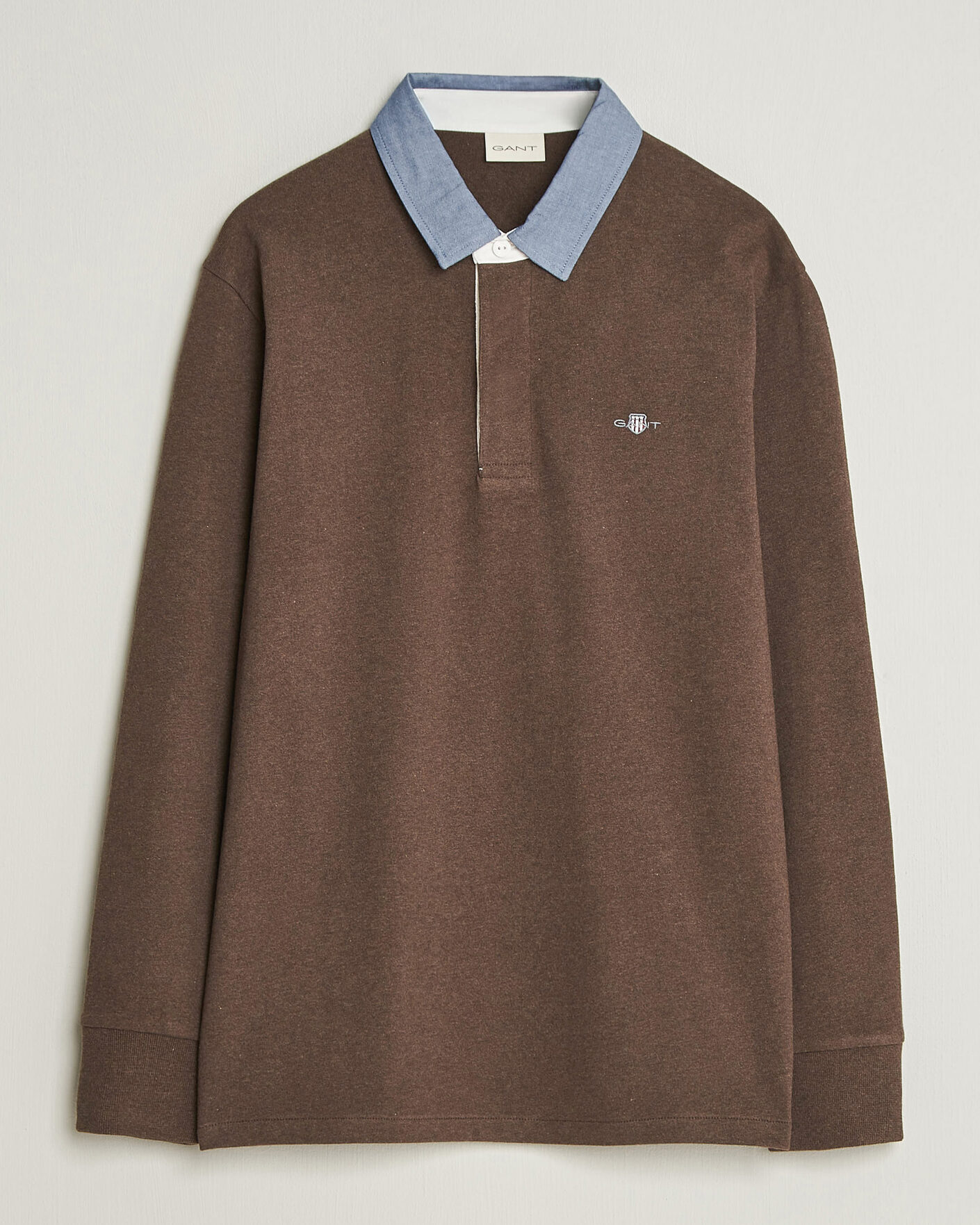 Heren | Truien | Gant | Chambray Solid Heavy Rugger Black Brown Melange