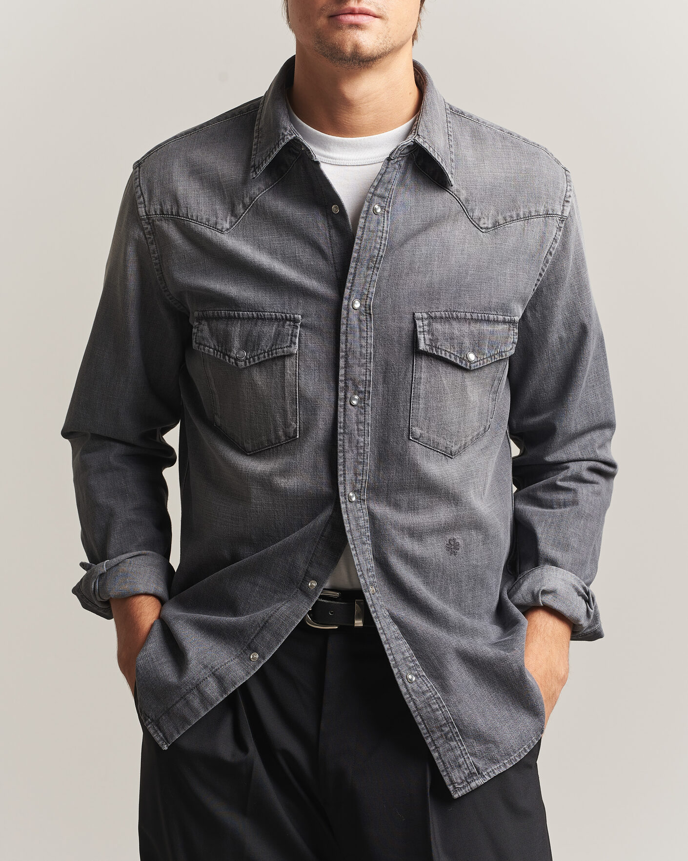 Heren | Overhemden | Jacob Cohën | Denim Western Pocket Overshirt Grey