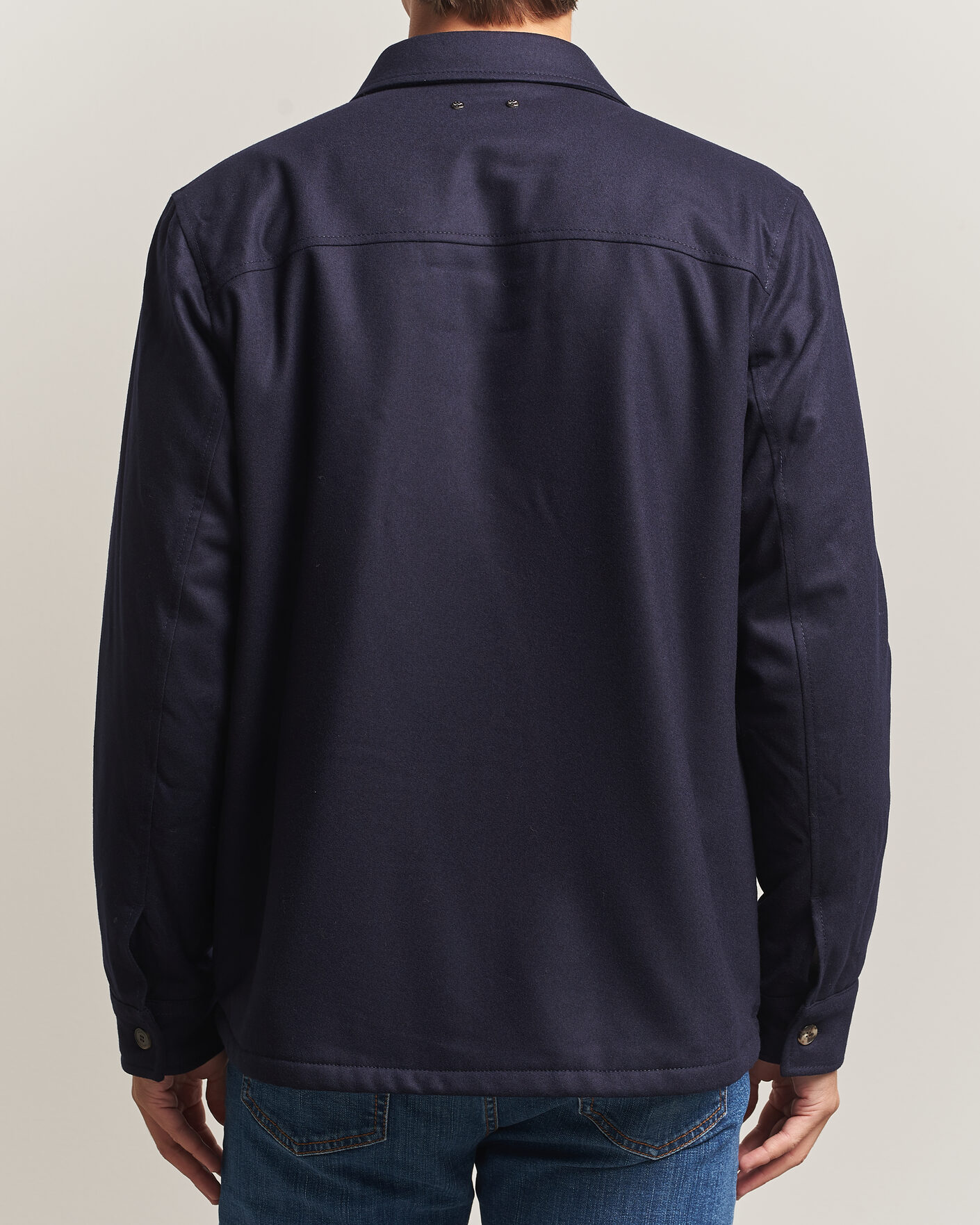 Heren | Jassen | Jacob Cohën | Wool Flannel Eco Fur Lined Shirt Jacket Navy