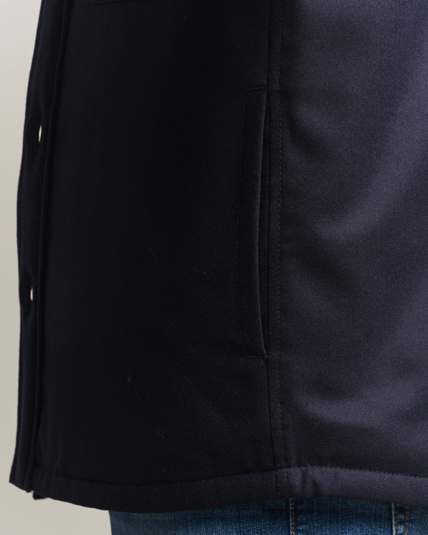 Heren | Jassen | Jacob Cohën | Wool Flannel Eco Fur Lined Shirt Jacket Navy