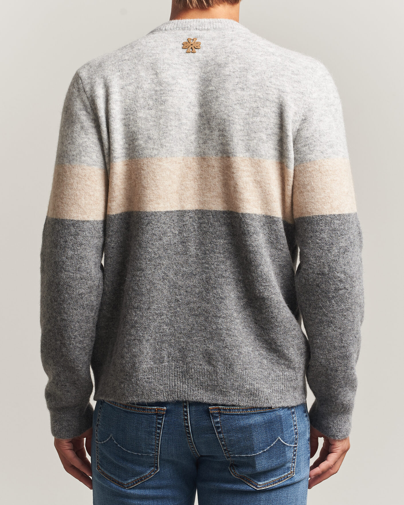 Heren | Truien | Jacob Cohën | Embroidery Knitted Apres-Ski Crew Neck Grey