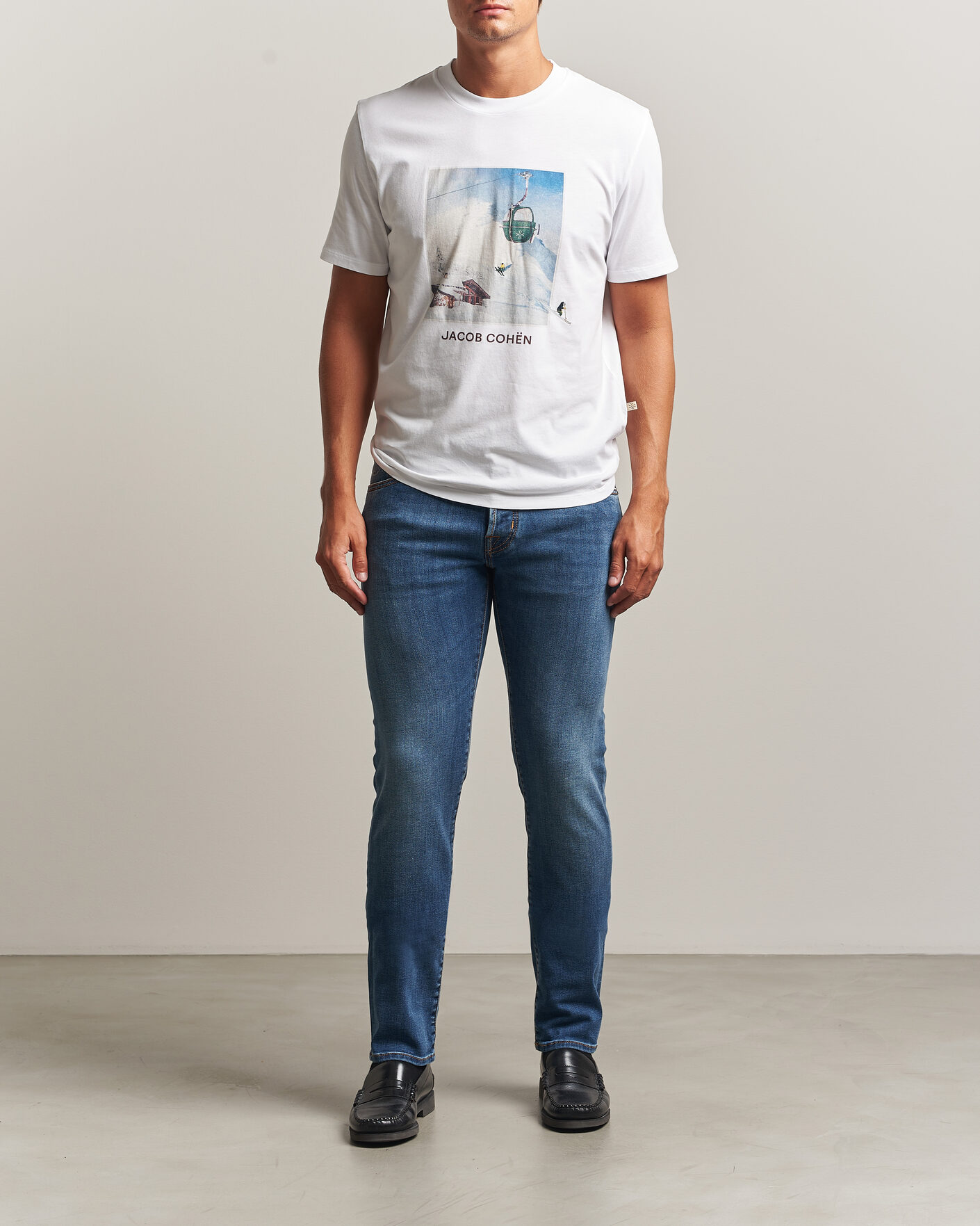 Homme | T-shirts | Jacob Cohën | Apres Ski Printed T-Shirt White