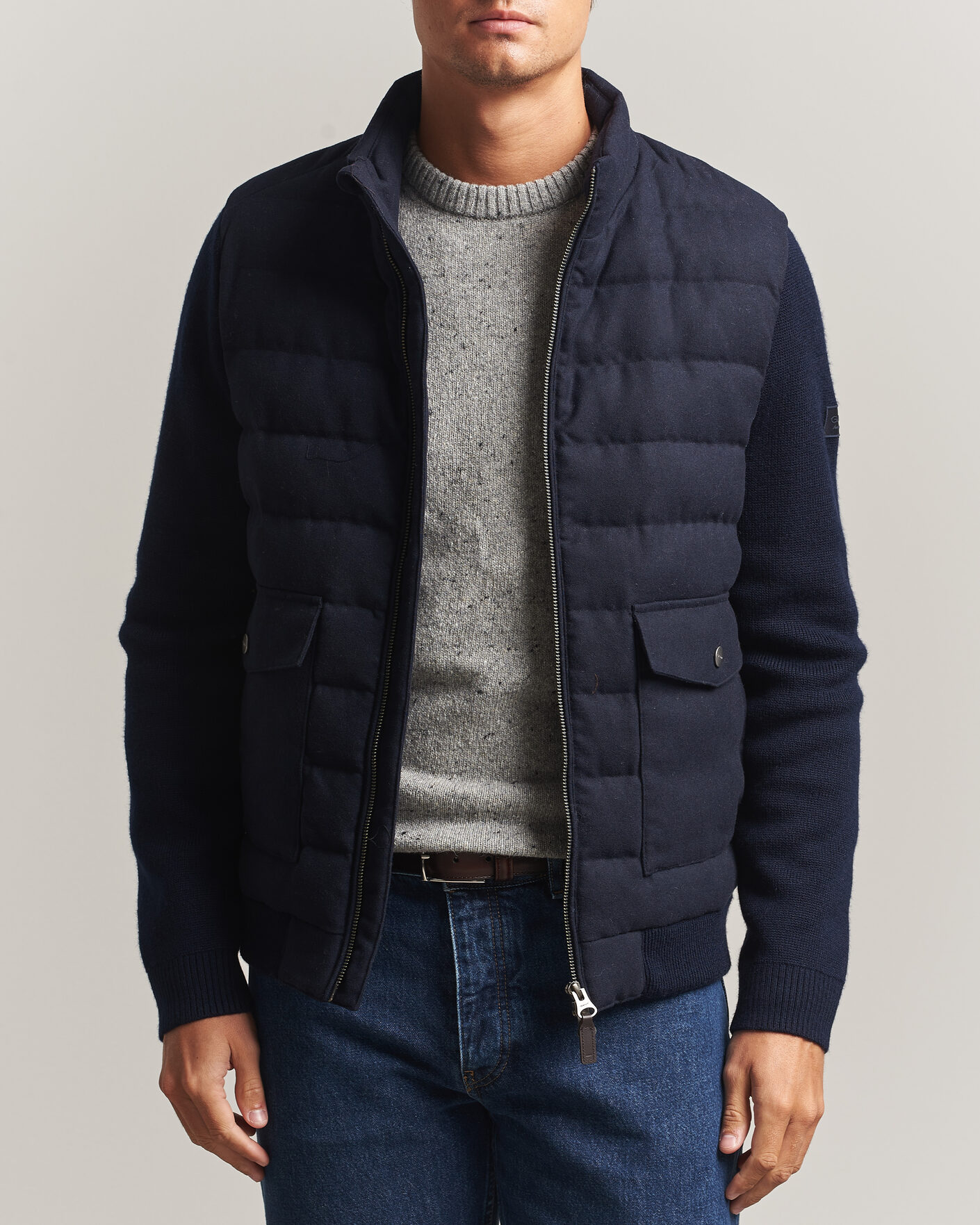 Heren | Jassen | Gant | Padded Hybrid Flannel Jacket Evening Blue