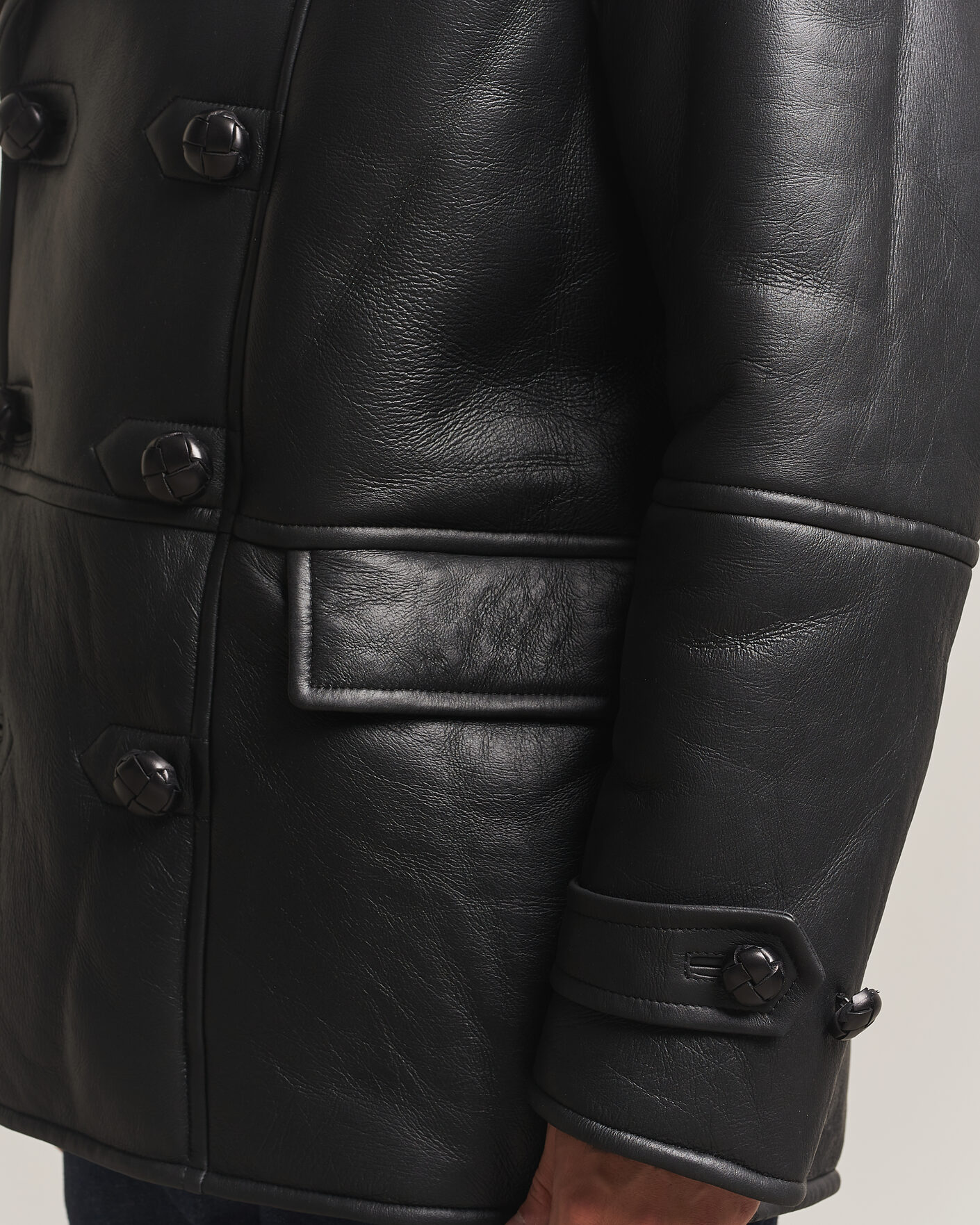 Heren | Jassen | Gant | Shearling Leather Peacoat Black