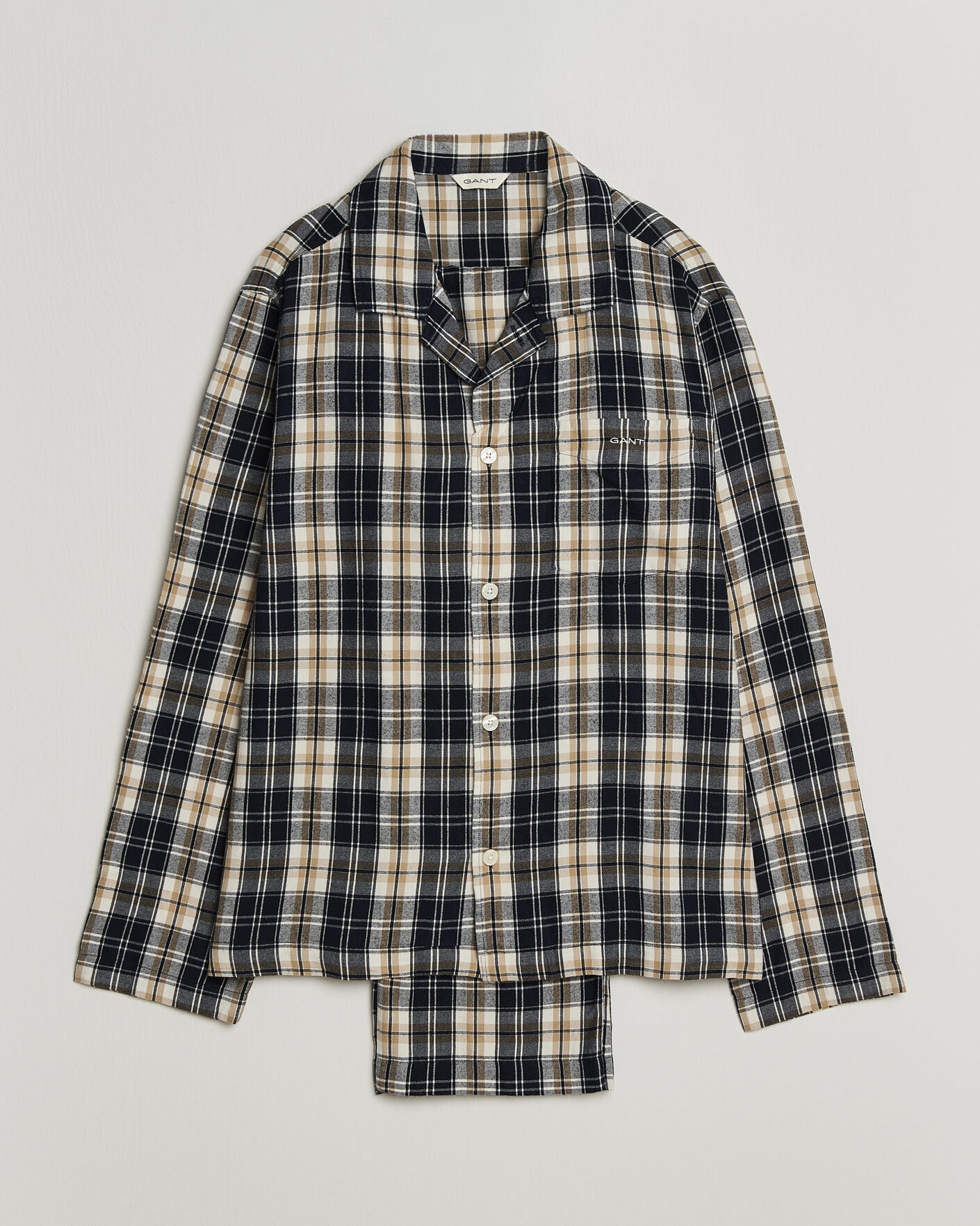 Homme | Peignoirs Et Pyjamas | Gant | Flannel Checked Pyjama Set Evening Blue
