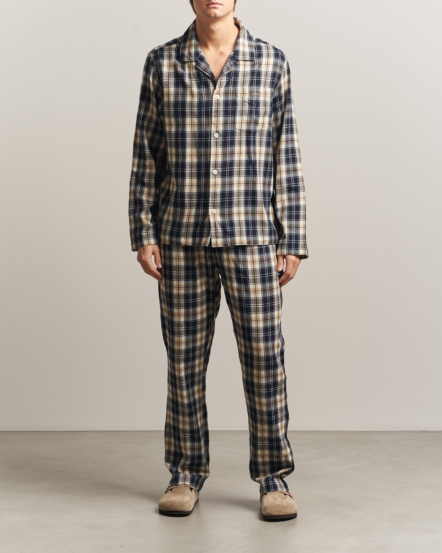 Homme | Peignoirs Et Pyjamas | Gant | Flannel Checked Pyjama Set Evening Blue