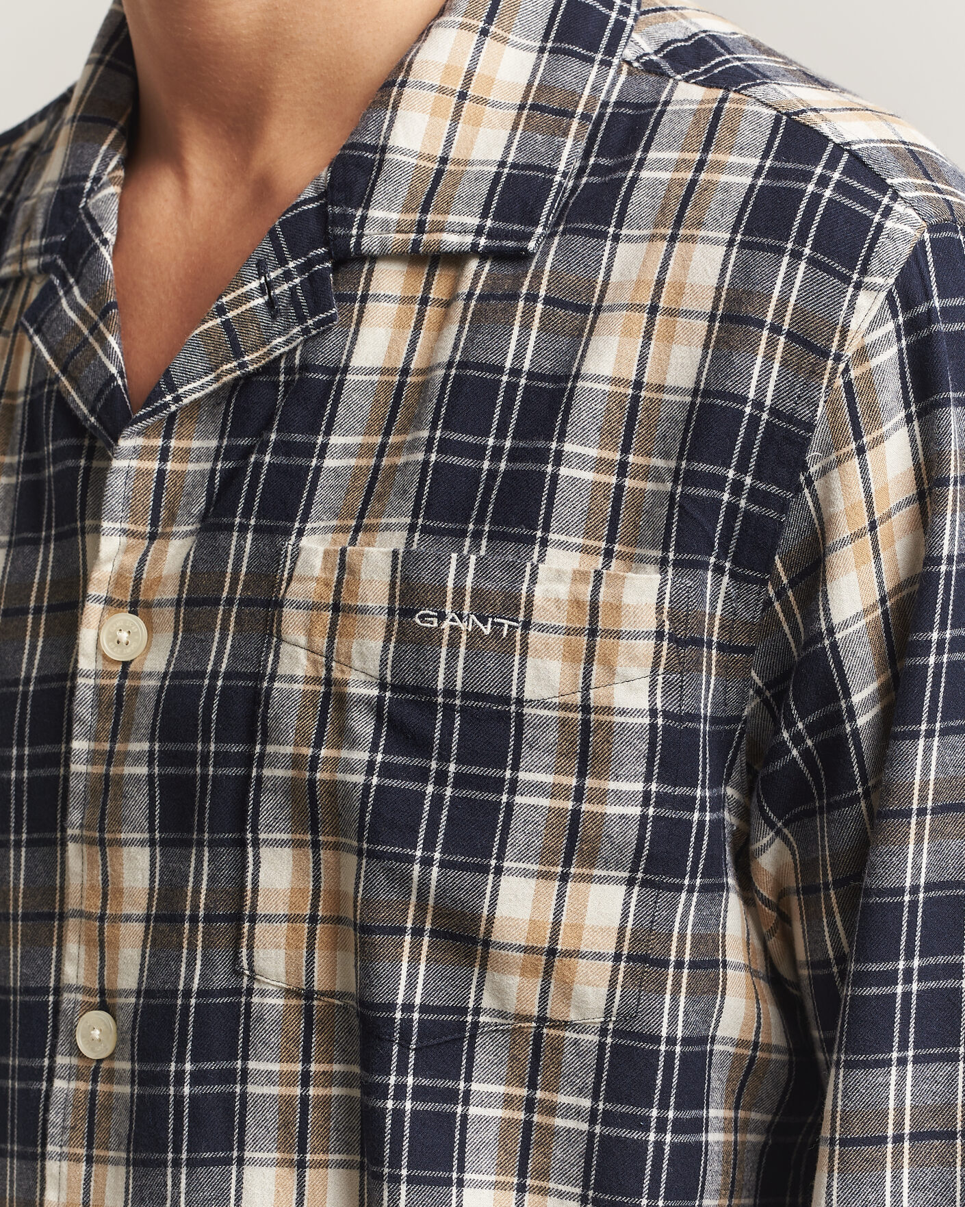 Homme | Peignoirs Et Pyjamas | Gant | Flannel Checked Pyjama Set Evening Blue