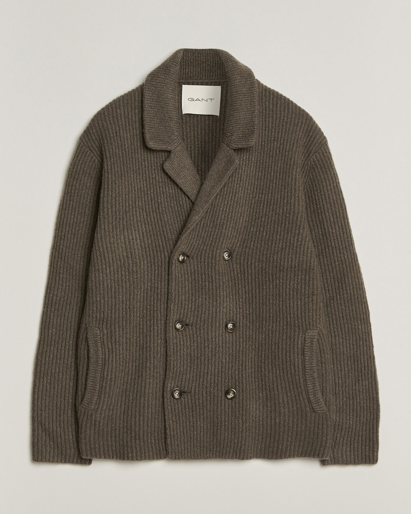 Heren | Truien | Gant | Wool/Yak Knitted Cardigan Faded Taupe