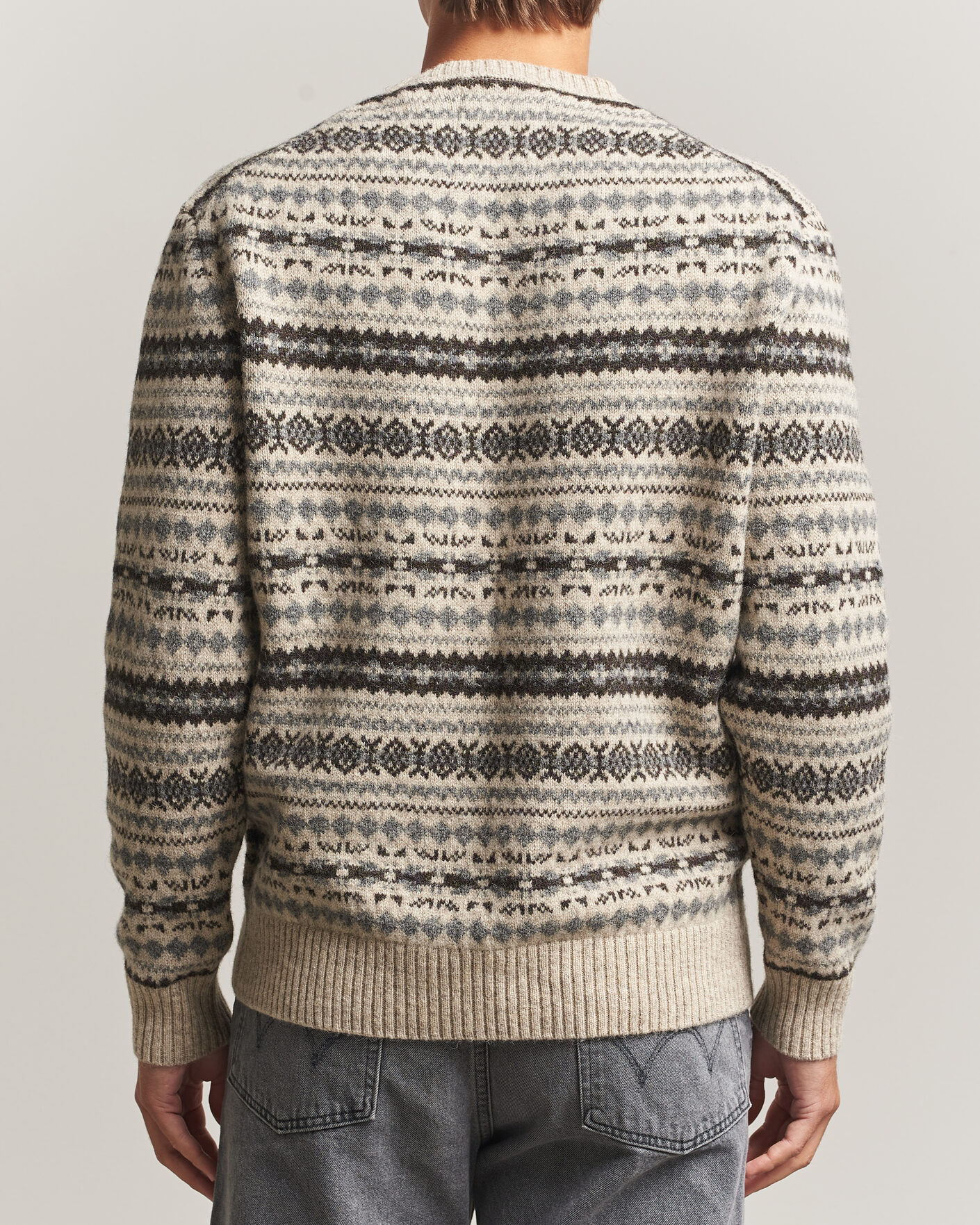 Heren | Truien | Gant | Brushed Wool Fair Isle Sweater Light Beige Melange