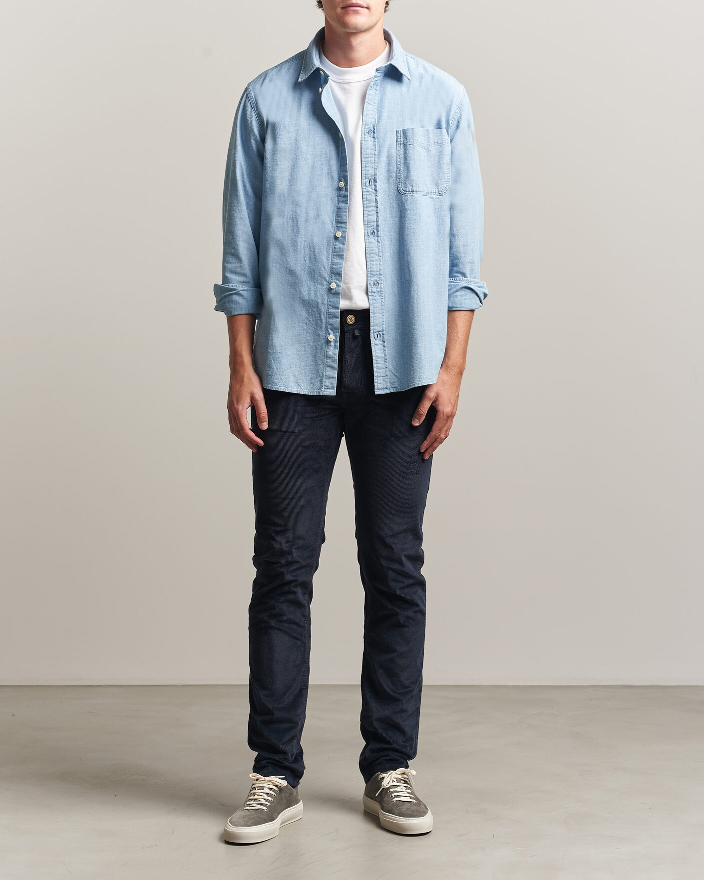 Homme | Pantalons | Jacob Cohën | Bard 5-Pocket Medium Corduroy Trousers Navy