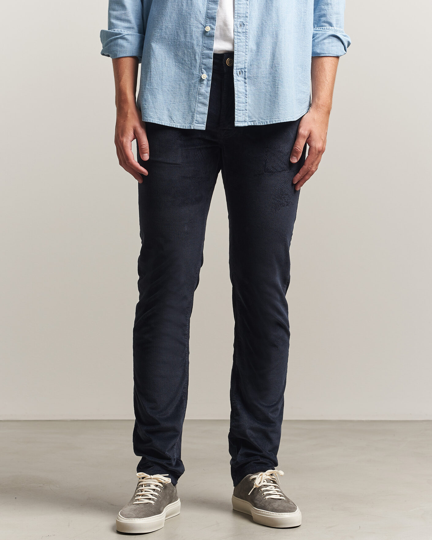 Homme | Pantalons | Jacob Cohën | Bard 5-Pocket Medium Corduroy Trousers Navy