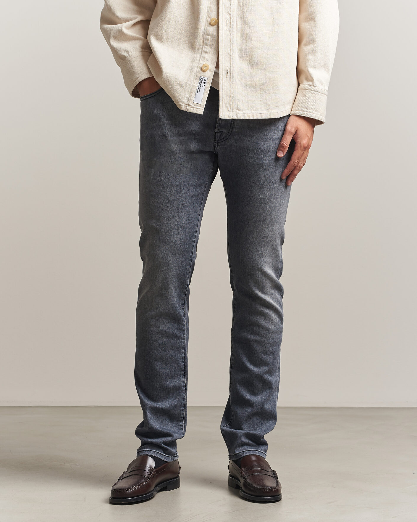 Heren | Jeans | Jacob Cohën | Bard Slim Fit Stretch Jeans Light Grey
