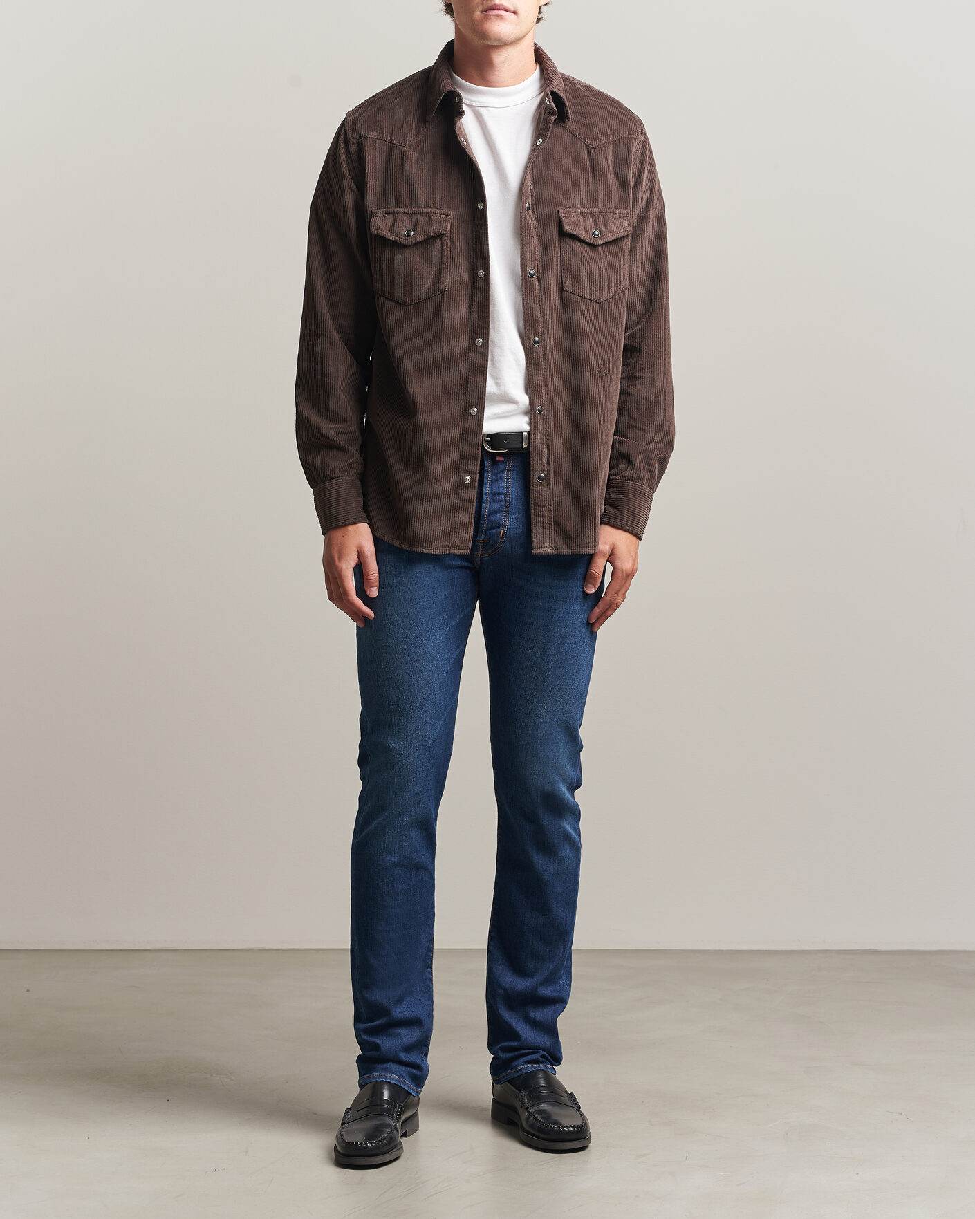 Homme | Jeans | Jacob Cohën | Bard Slim Fit Vintage Wash Stretch Jeans Mid Blue