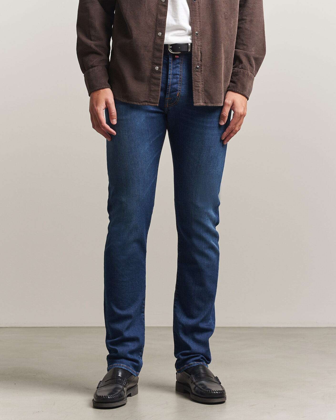 Homme | Jeans | Jacob Cohën | Bard Slim Fit Vintage Wash Stretch Jeans Mid Blue