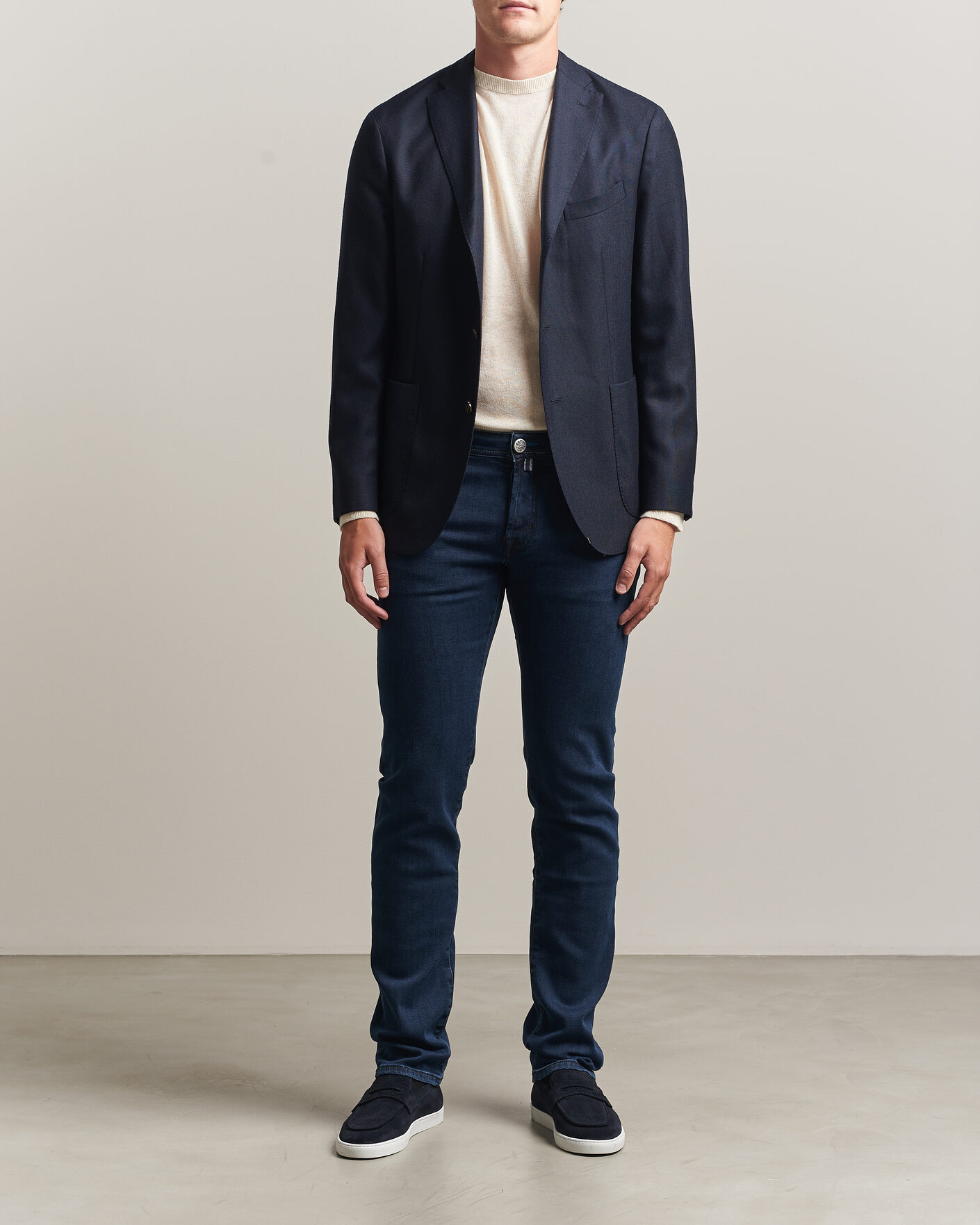 Heren | Jeans | Jacob Cohën | Nick Slim Fit Washed Stretch Jeans Dark Blue