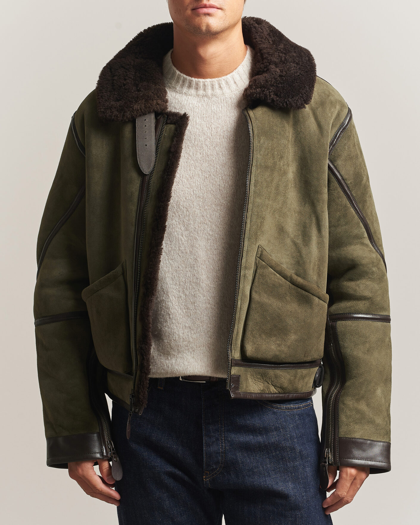 Homme | Manteaux Et Vestes | Polo Ralph Lauren | Suede Leather Flight Jacket Myrtle Green