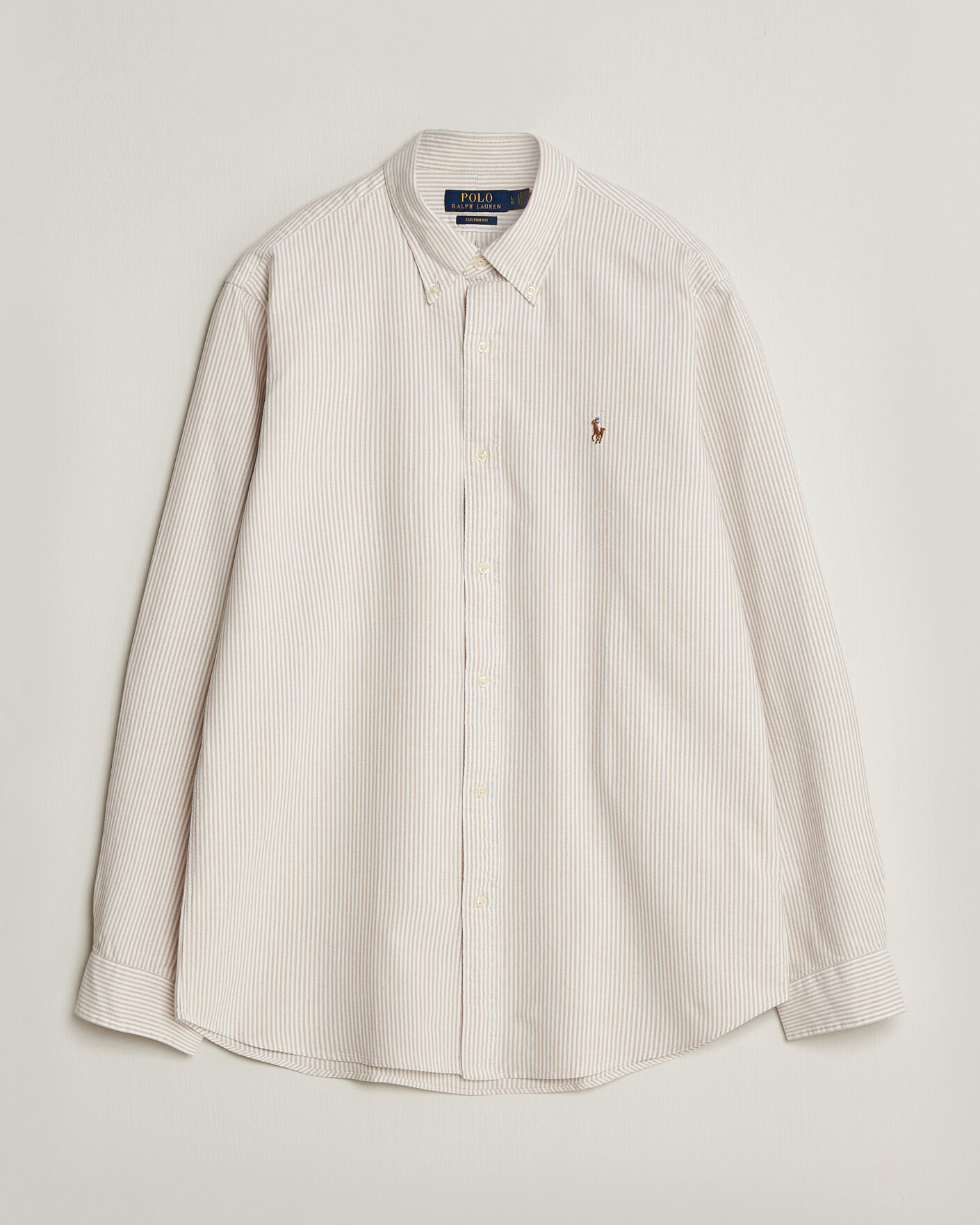 Homme | Chemises | Polo Ralph Lauren | Custom Fit Striped Oxford Shirt Camel/White