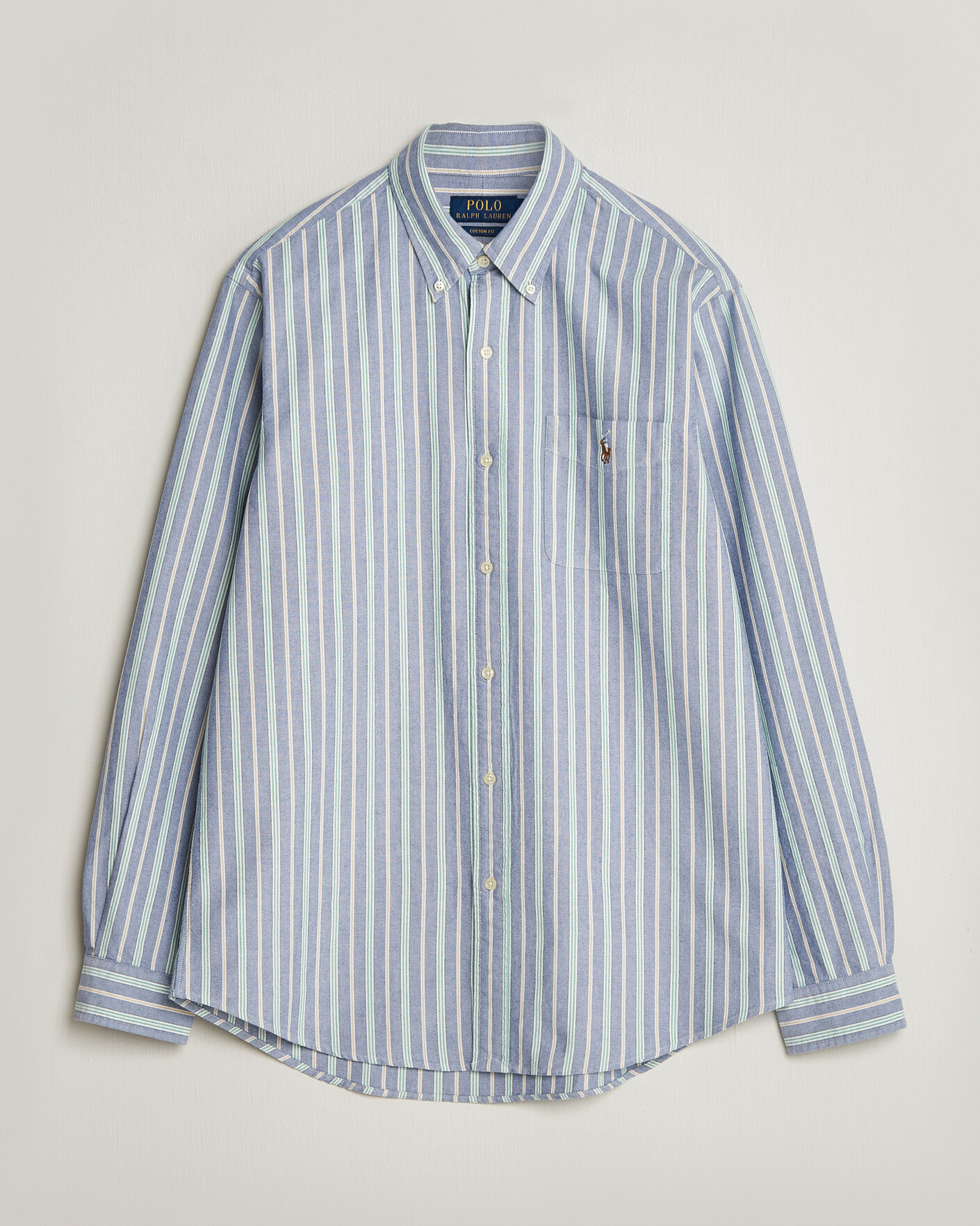Homme | Chemises | Polo Ralph Lauren | Custom Fit Striped Pocket Oxford Shirt Navy/Yellow