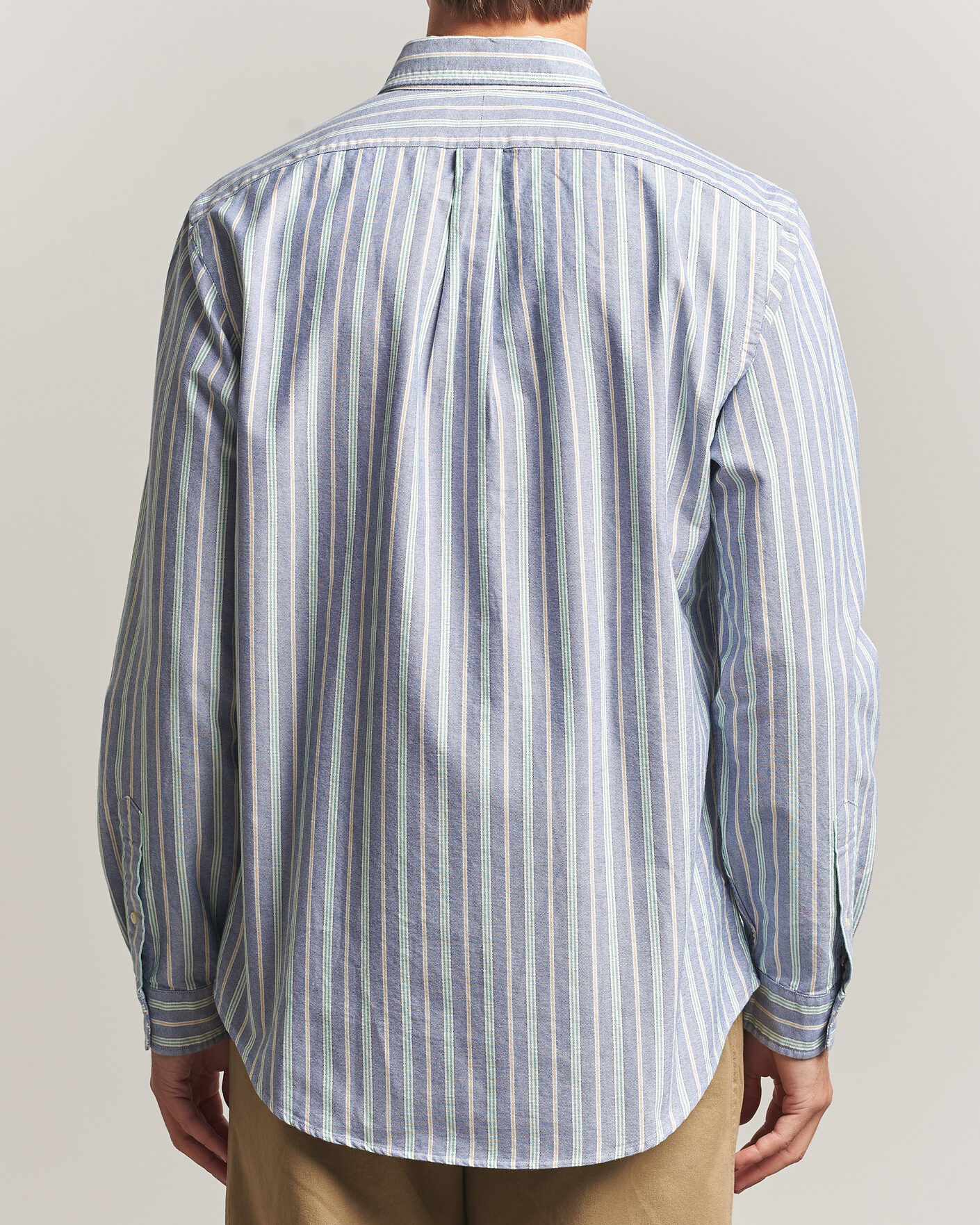 Homme | Chemises | Polo Ralph Lauren | Custom Fit Striped Pocket Oxford Shirt Navy/Yellow